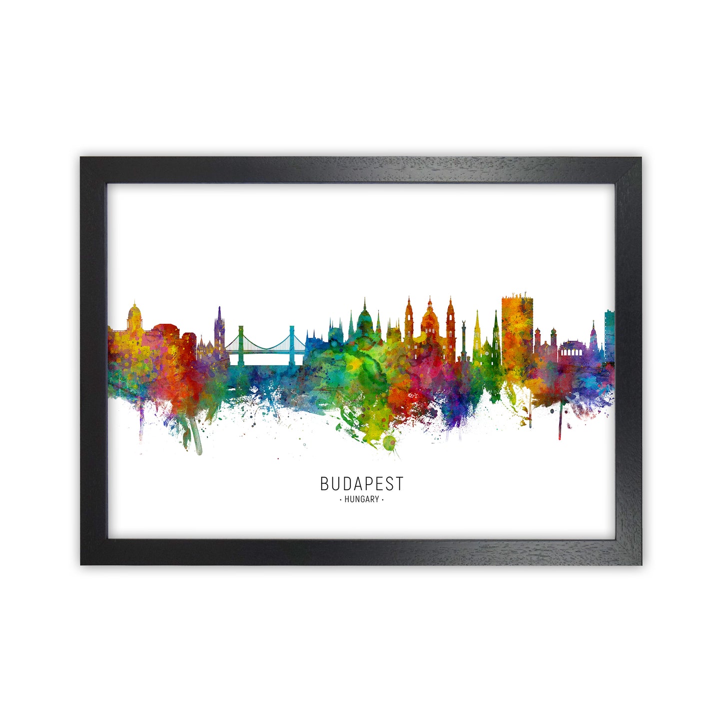 Budapest Hungary Skyline Art Print by Michael Tompsett Black Grain