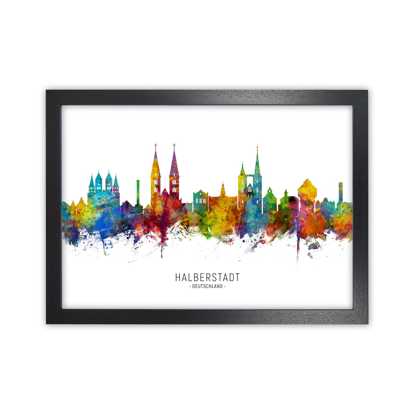 Halberstadt Deutschland Skyline Art Print by Michael Tompsett Black Grain