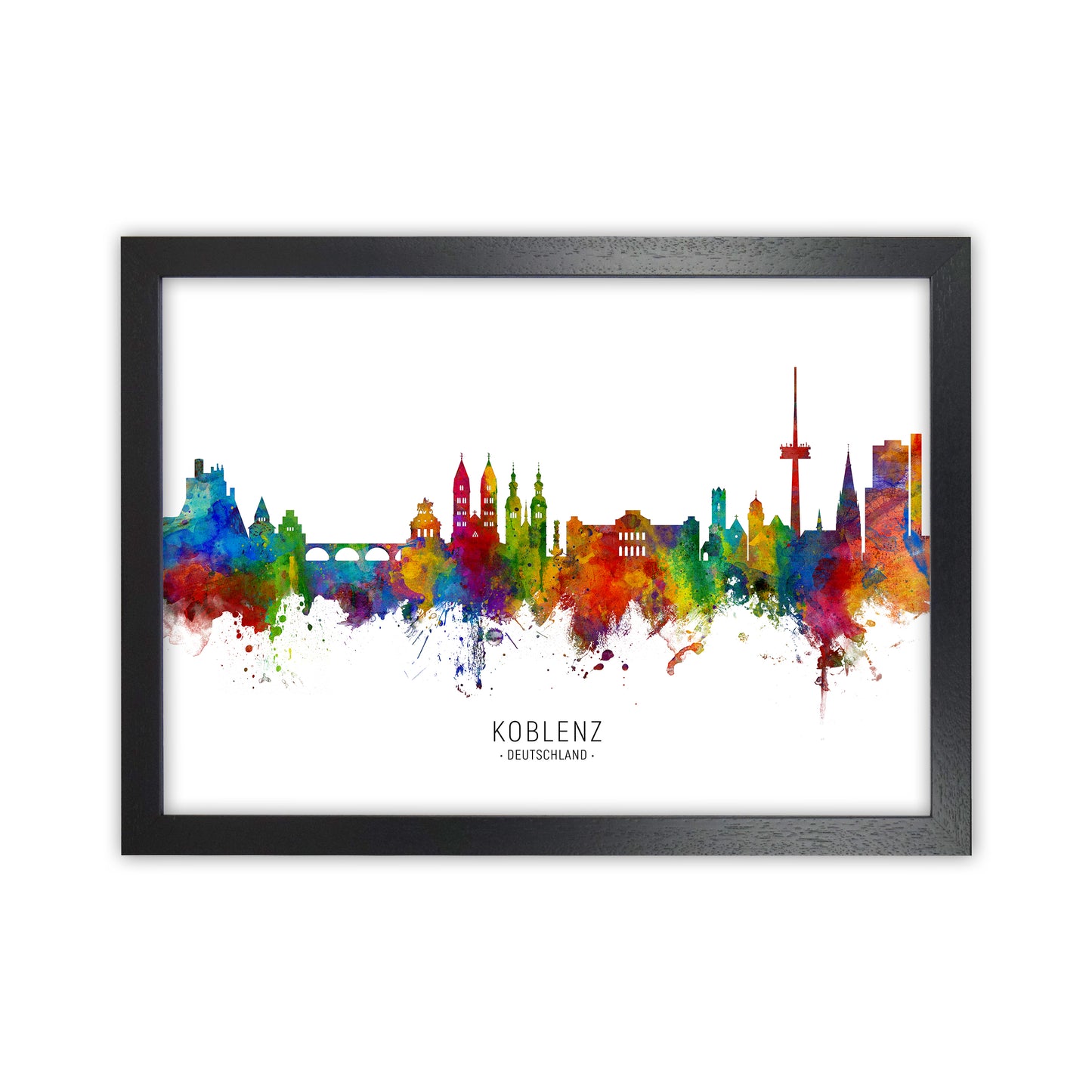 Koblenz Deutschland Skyline Art Print by Michael Tompsett Black Grain