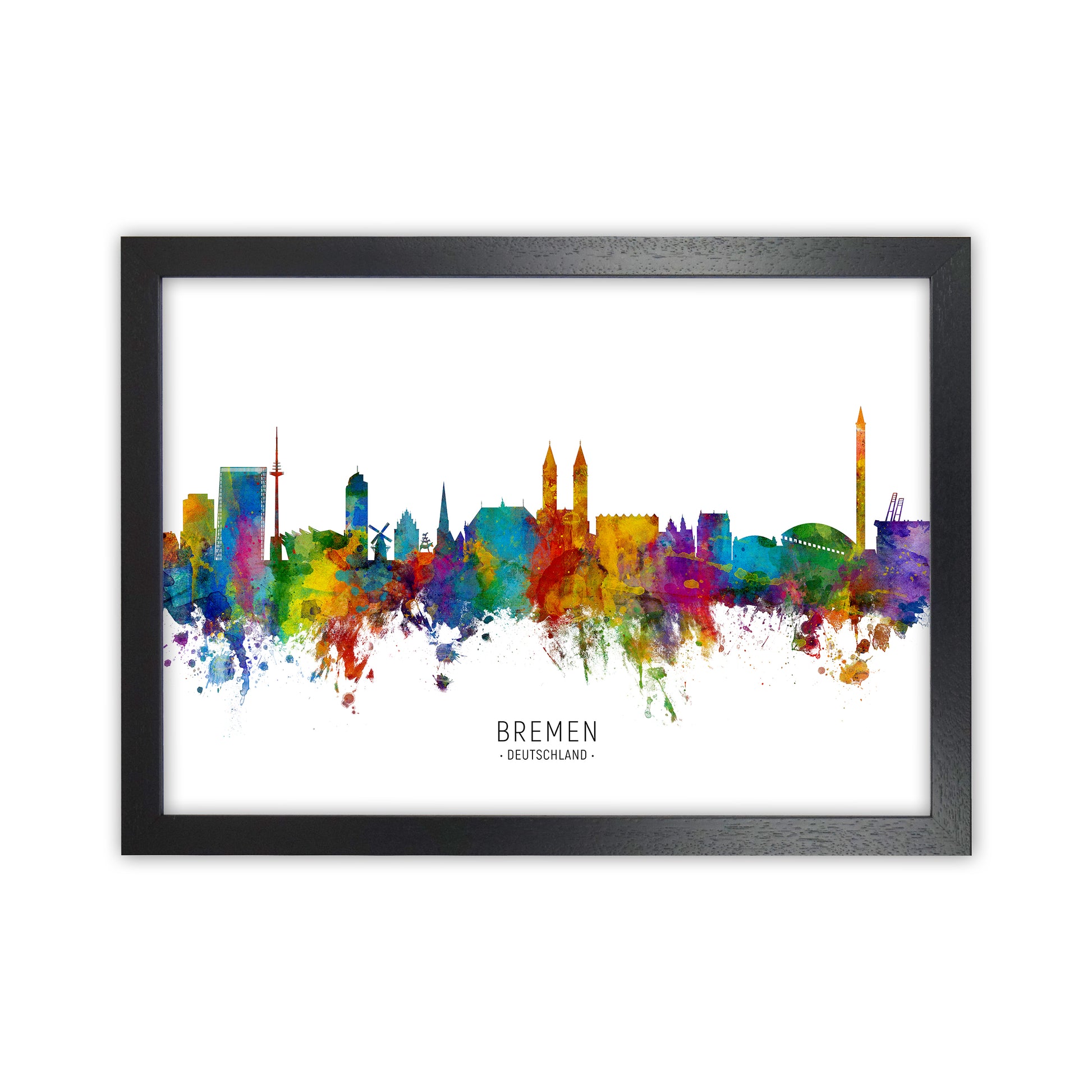 Bremen Deutschland Skyline Art Print by Michael Tompsett Black Grain