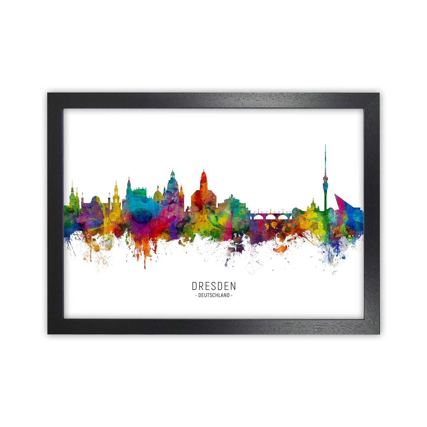 Dresden Deutschland Skyline Art Print by Michael Tompsett Black Grain