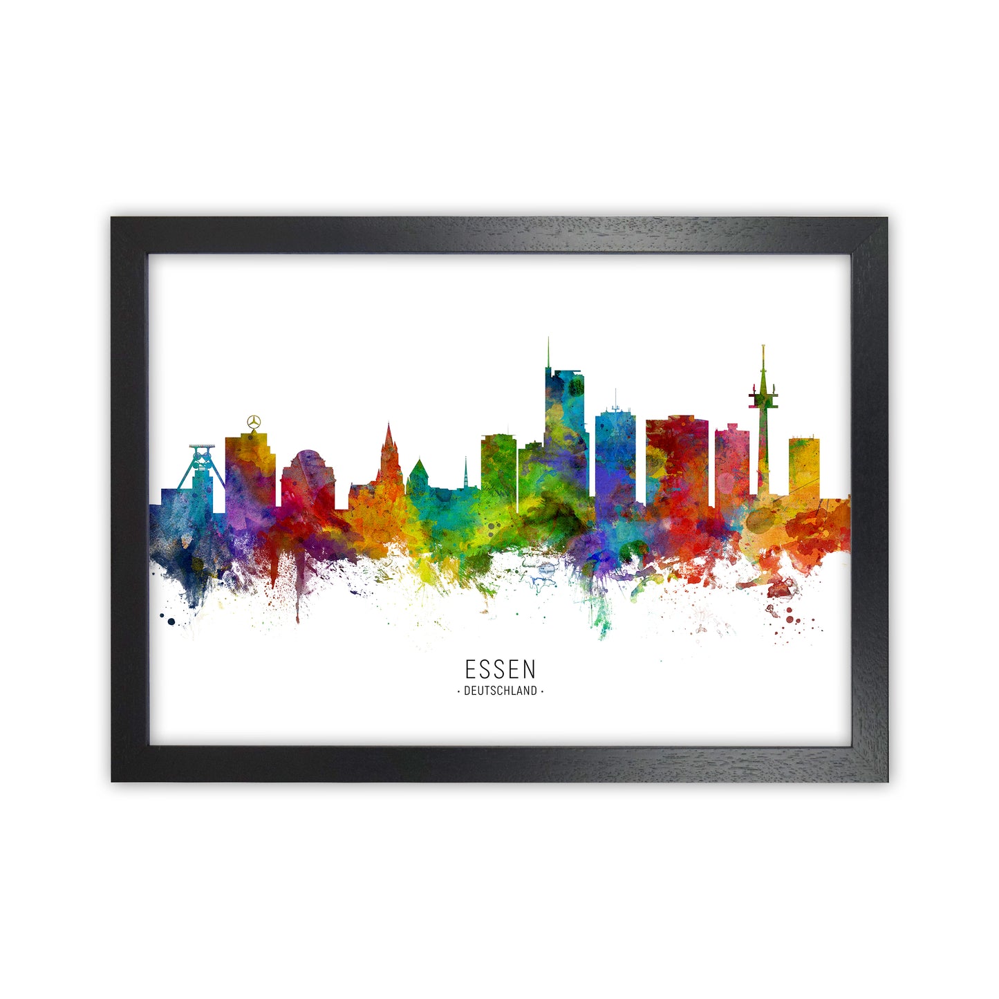 Essen Deutschland Skyline Art Print by Michael Tompsett Black Grain