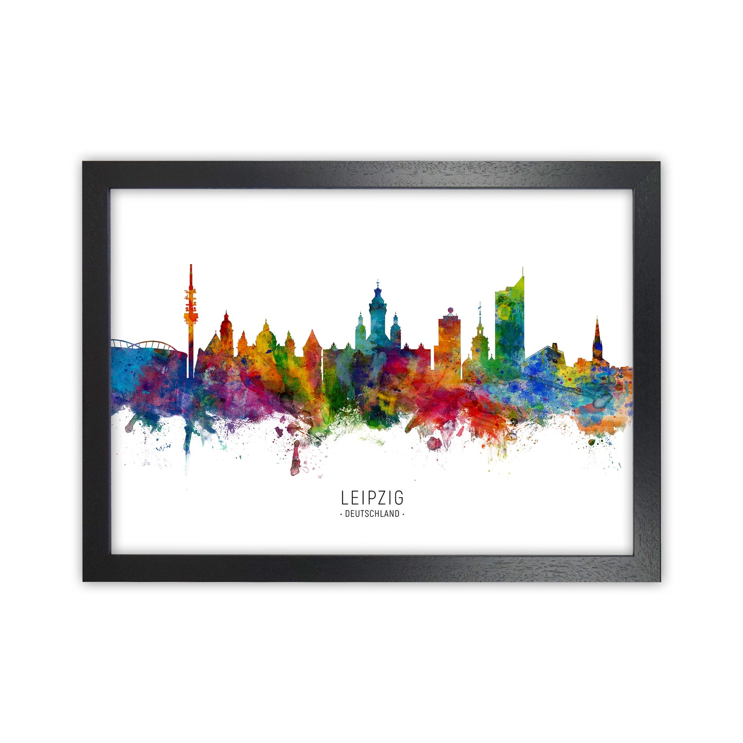 Leipzig Deutschland Skyline Art Print by Michael Tompsett Black Grain
