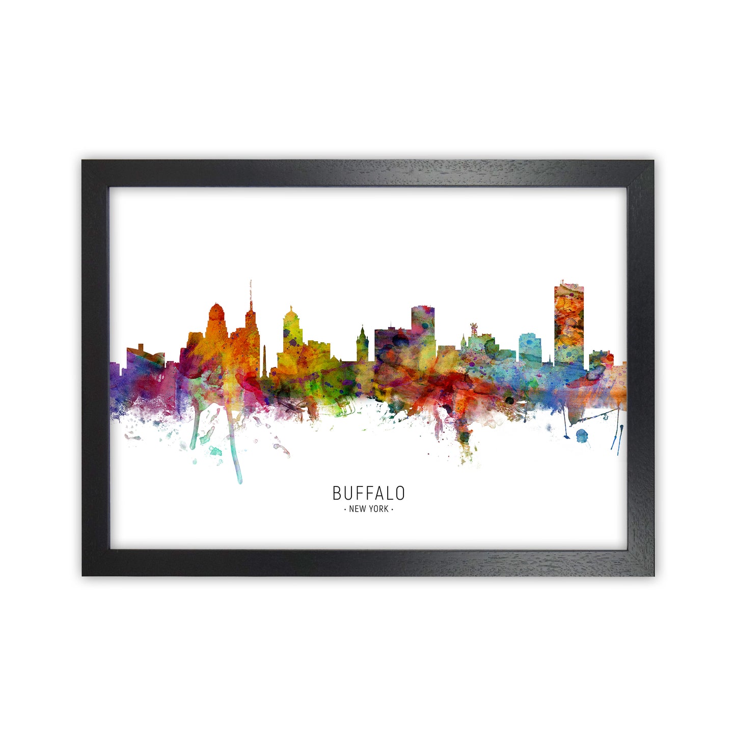Buffalo New York Skyline Art Print by Michael Tompsett Black Grain