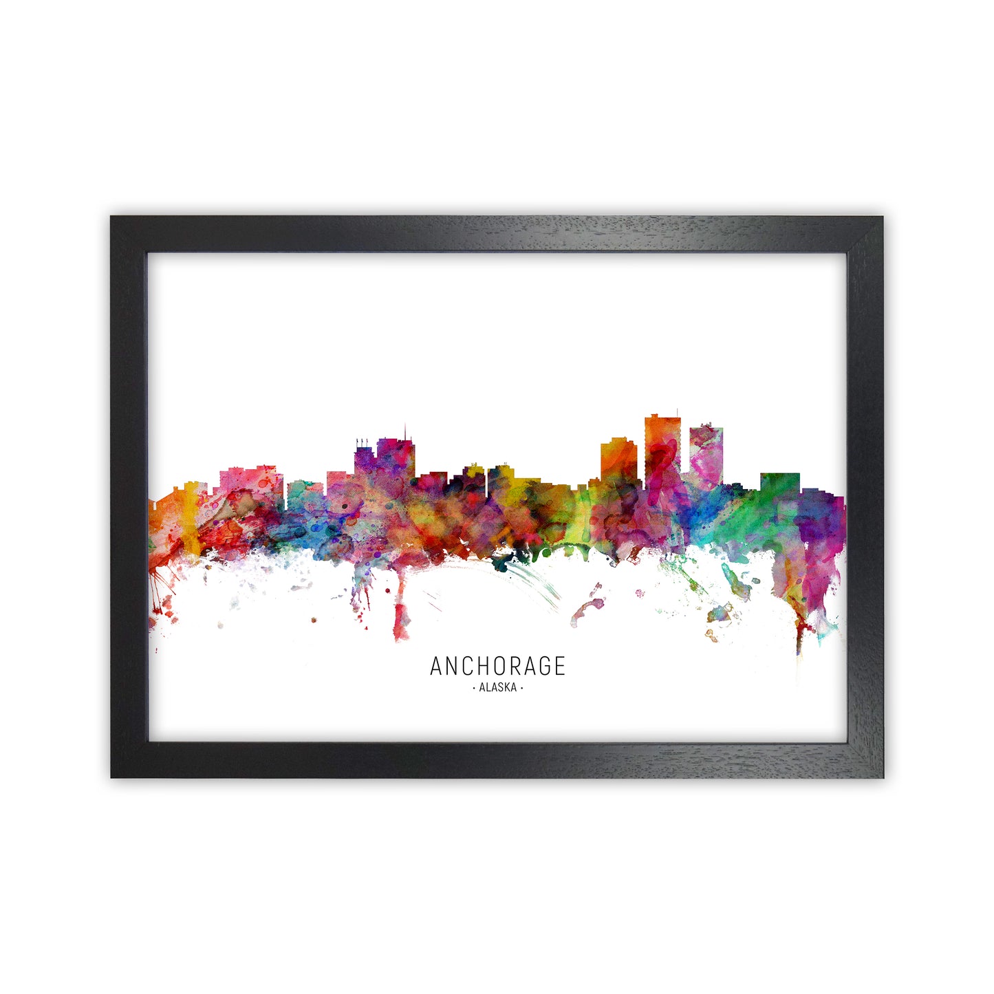 Anchorage Alaska Skyline Art Print by Michael Tompsett Black Grain