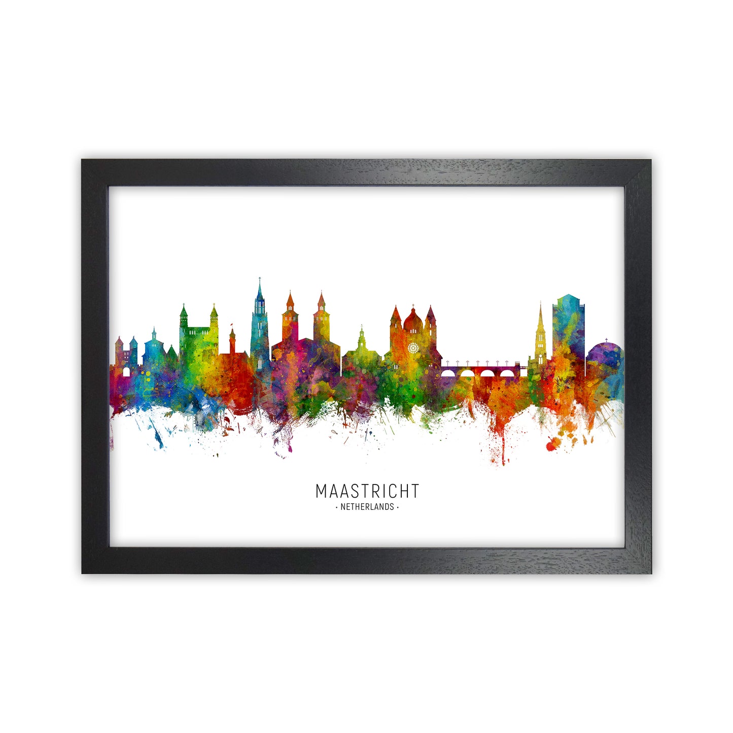 Maastricht Netherlands Skyline Art Print by Michael Tompsett Black Grain