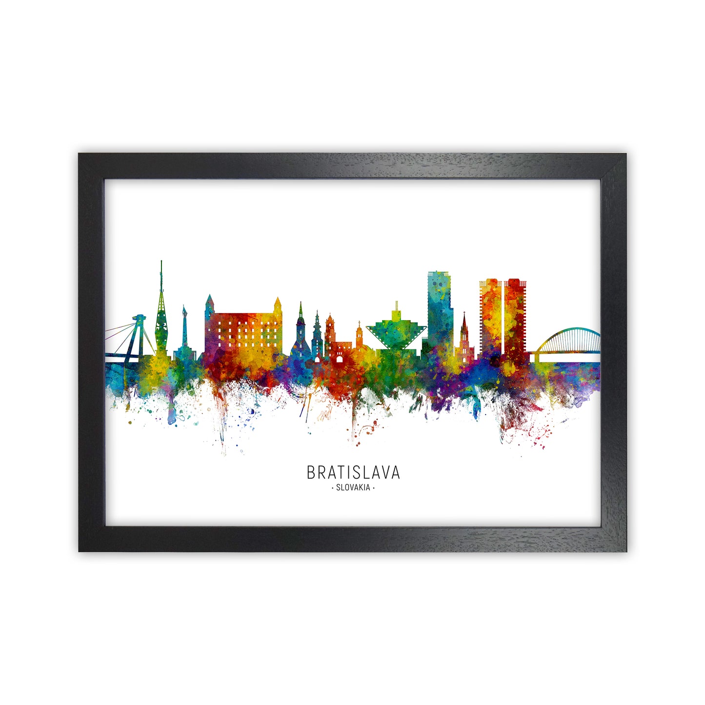Bratislava Slovakia Skyline Art Print by Michael Tompsett Black Grain