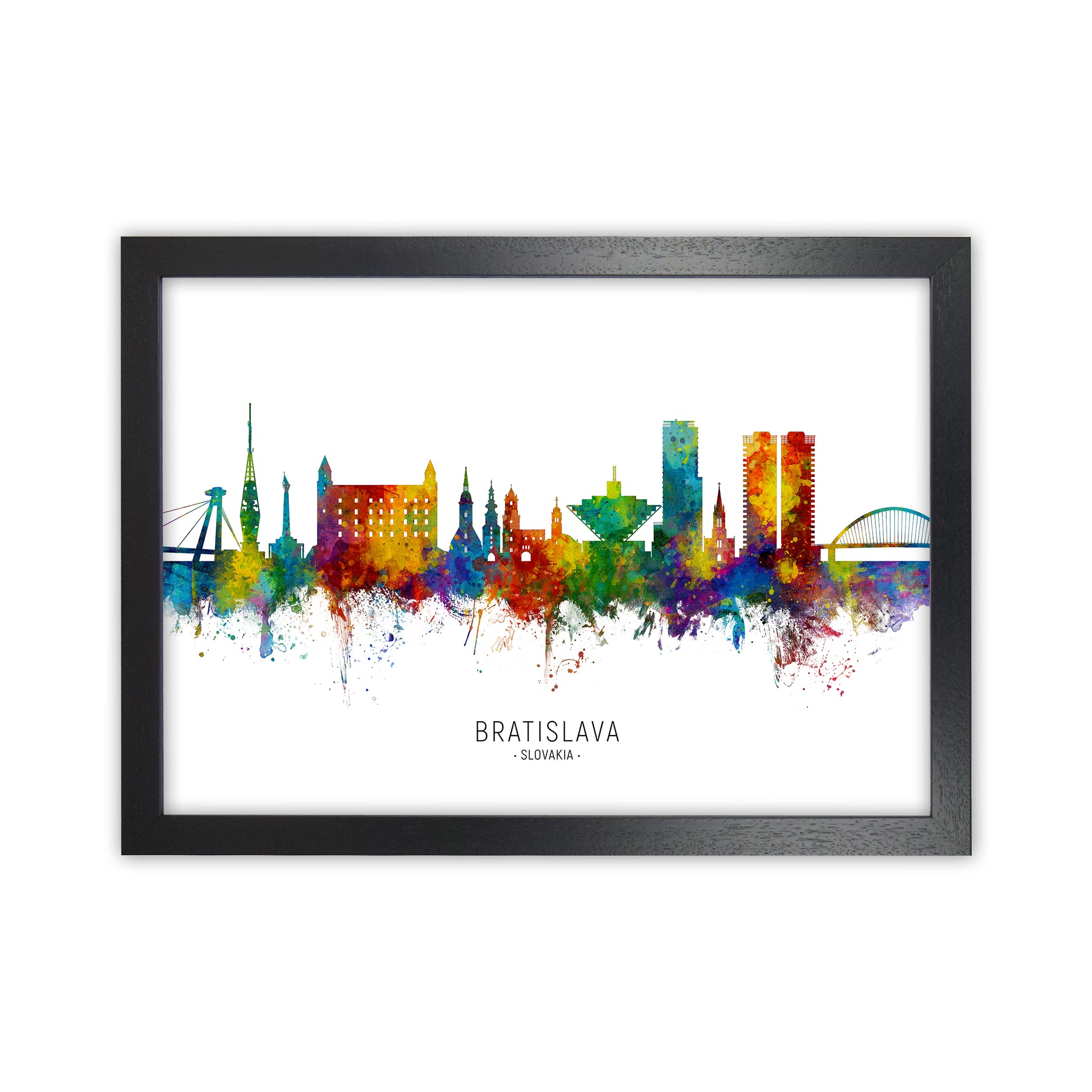 Bratislava Slovakia Skyline Art Print by Michael Tompsett Black Grain
