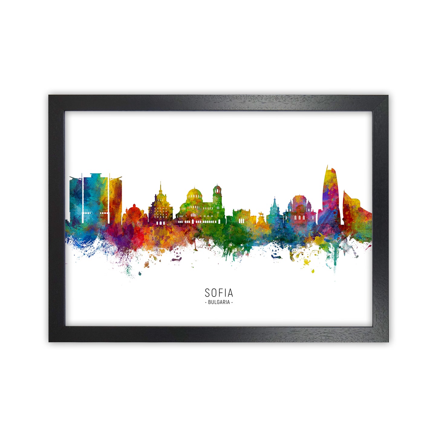 Sofia Bulgaria Skyline Art Print by Michael Tompsett Black Grain