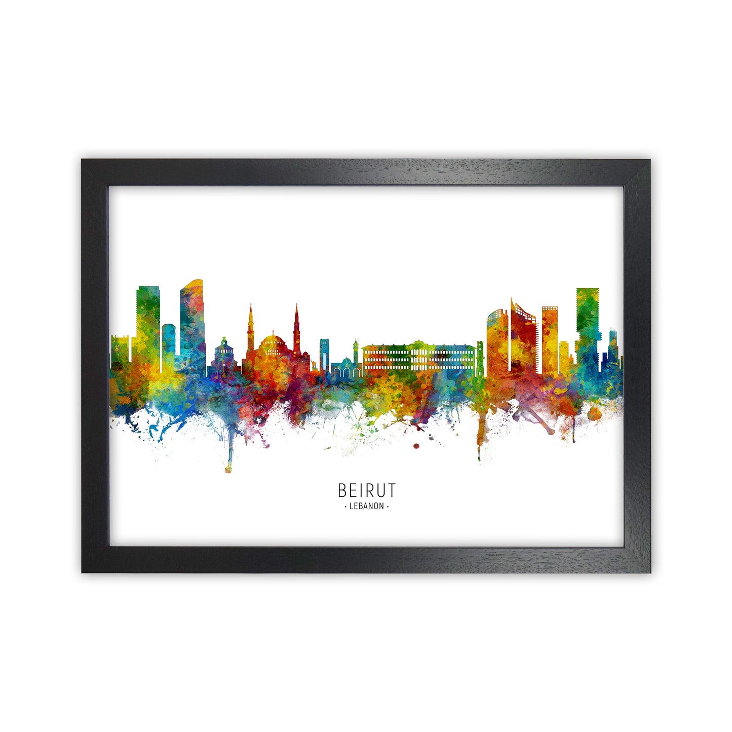 Beirut Lebanon Skyline Art Print by Michael Tompsett Black Grain