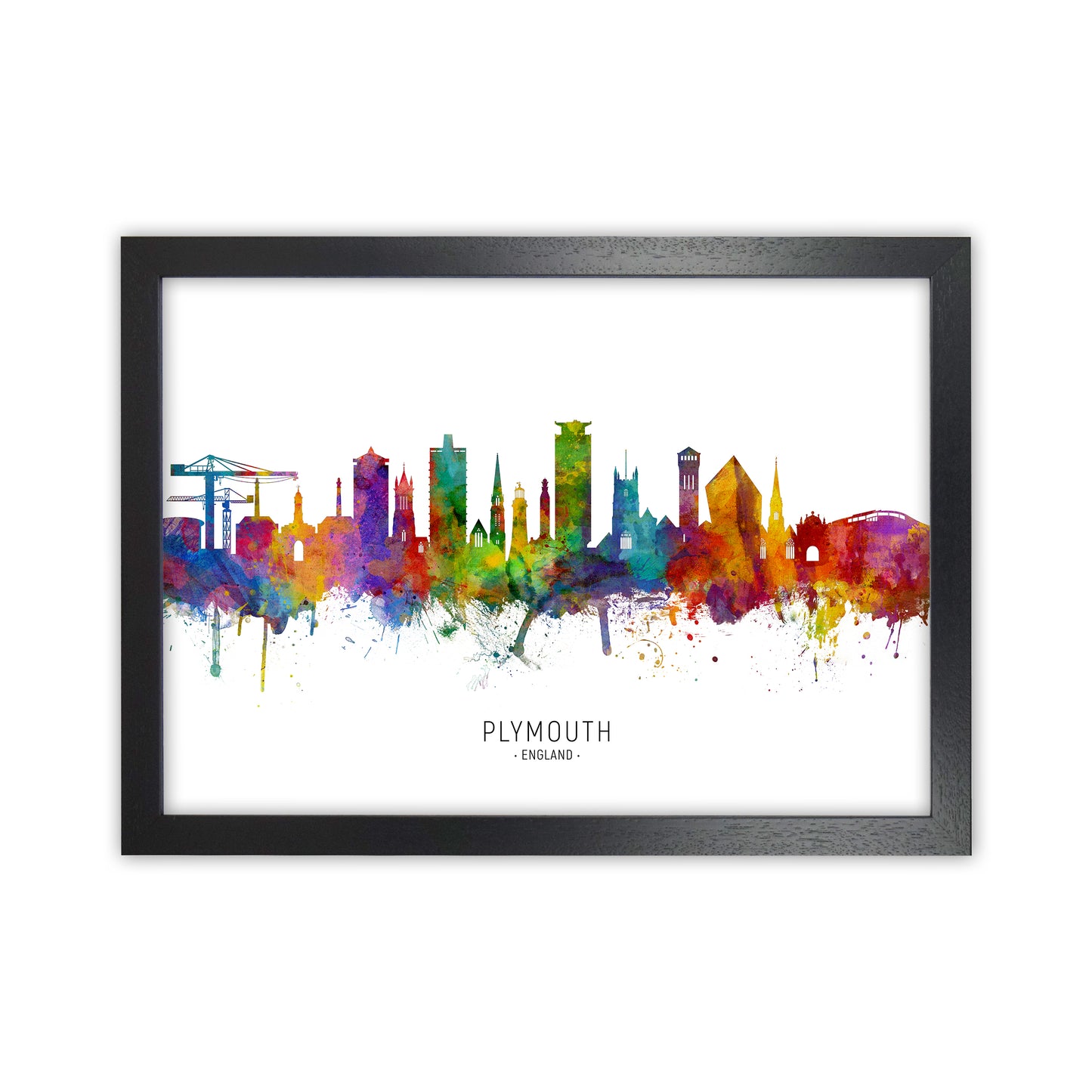 Plymouth England Skyline Art Print by Michael Tompsett Black Grain