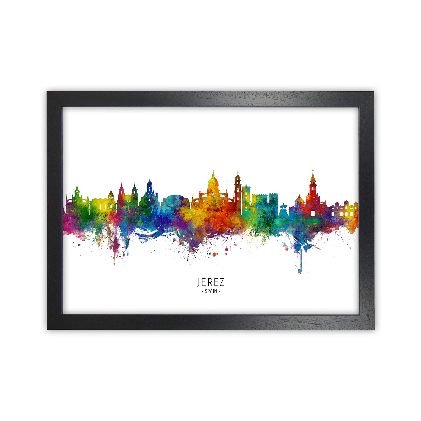 Jerez Spain Skyline Art Print by Michael Tompsett Black Grain