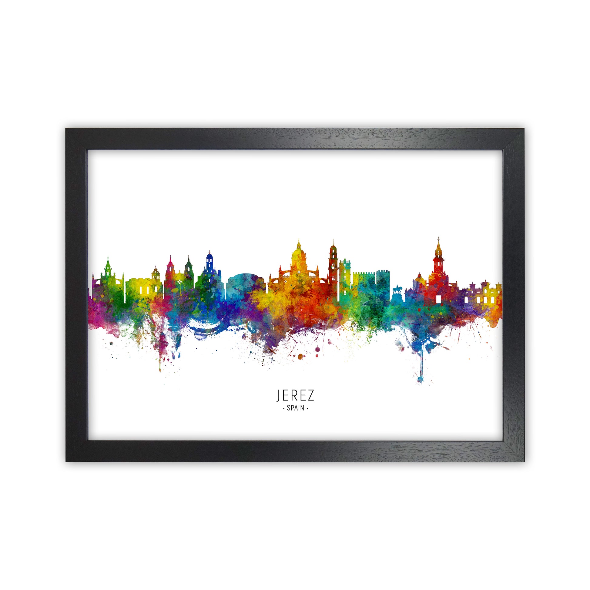 Jerez Spain Skyline Art Print by Michael Tompsett Black Grain