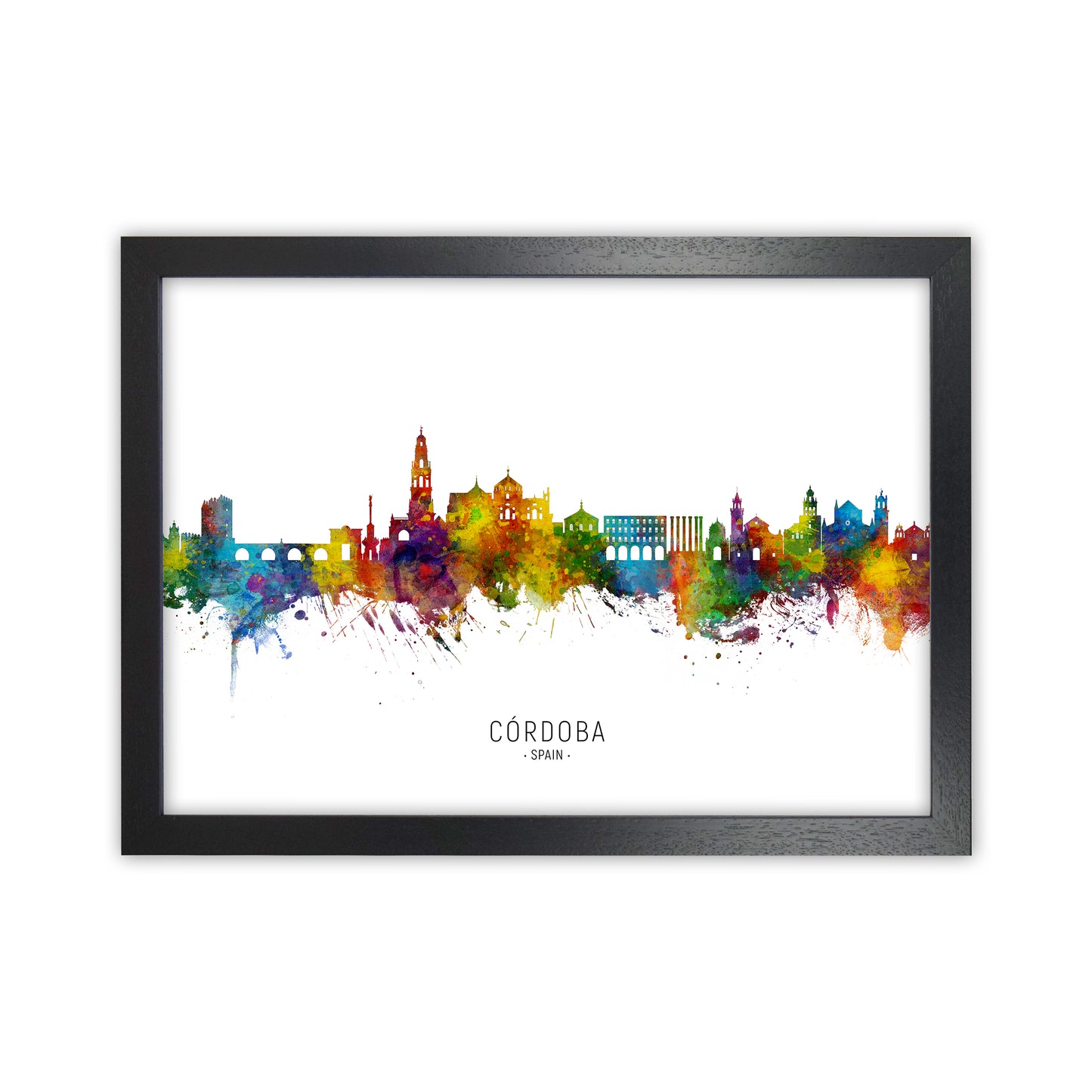 Cordoba Spain Skyline Art Print by Michael Tompsett Black Grain
