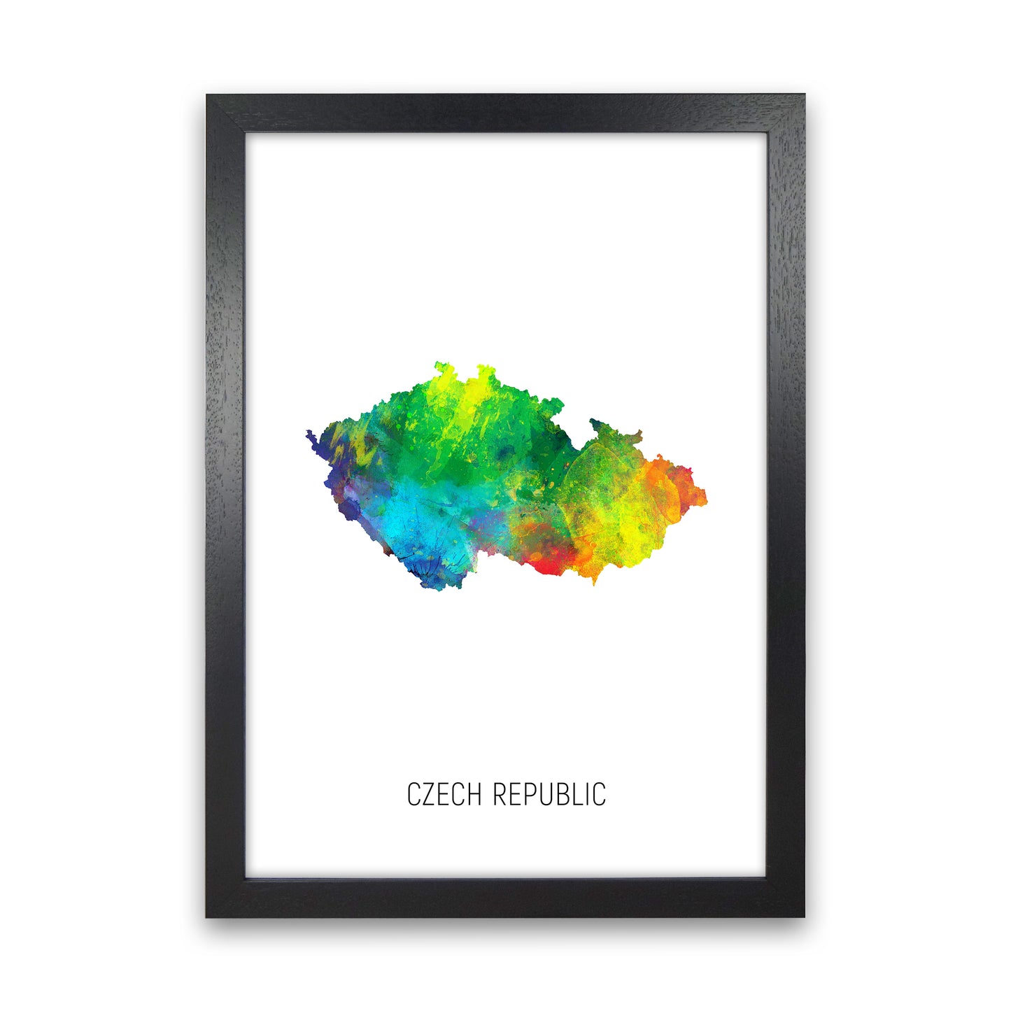 Czech Republic Watercolour Map Art Print by Michael Tompsett Black Grain