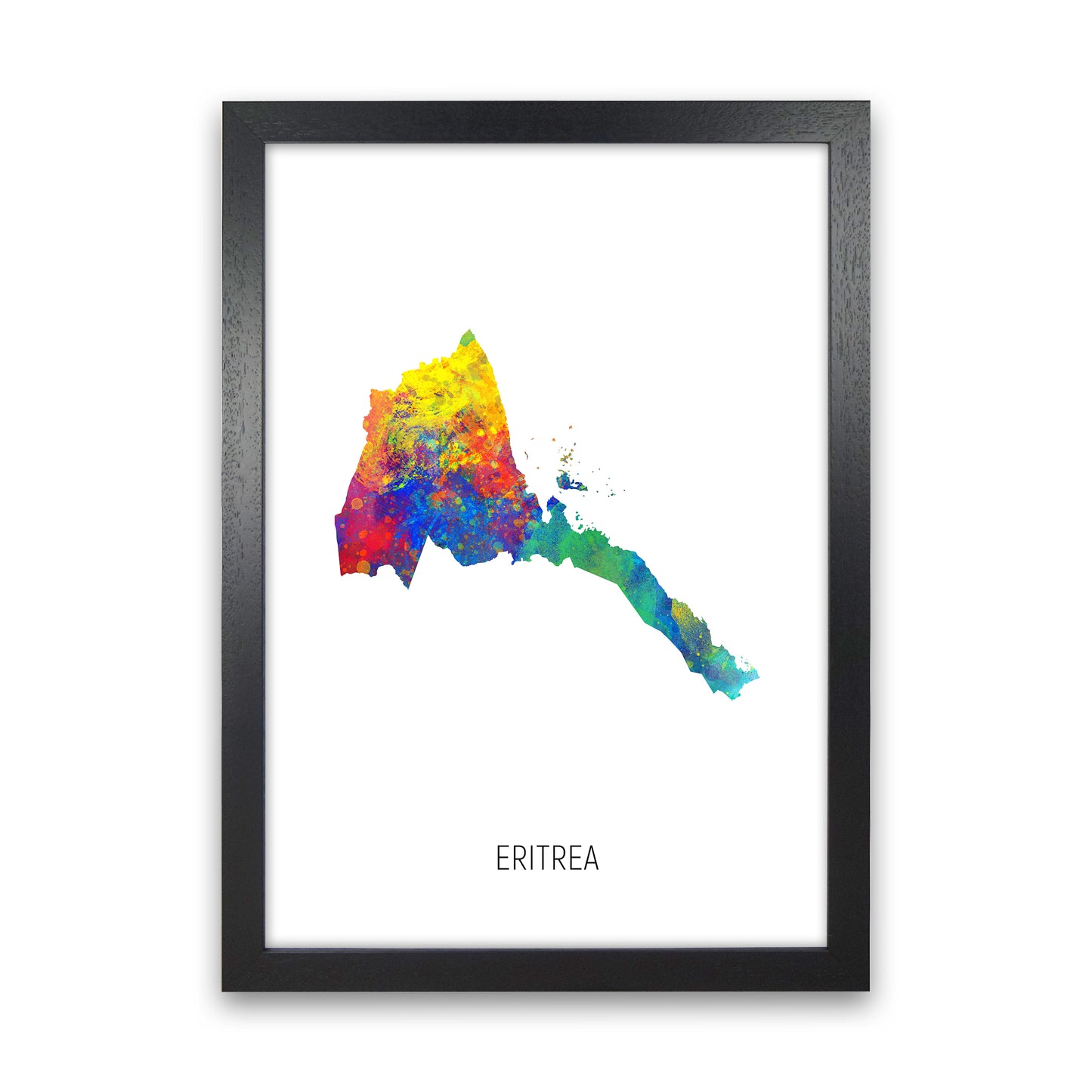 Eritrea Watercolour Map Art Print by Michael Tompsett Black Grain