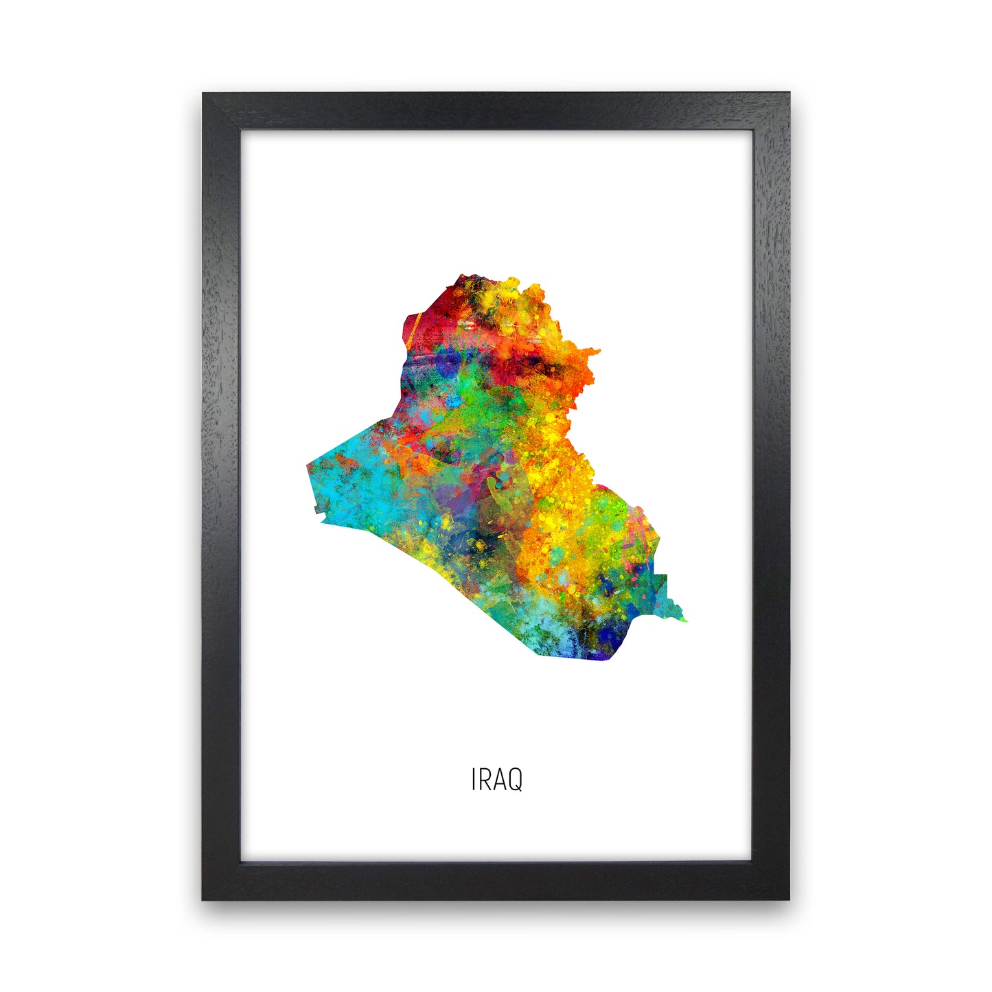 Iraq Watercolour Map Art Print by Michael Tompsett Black Grain