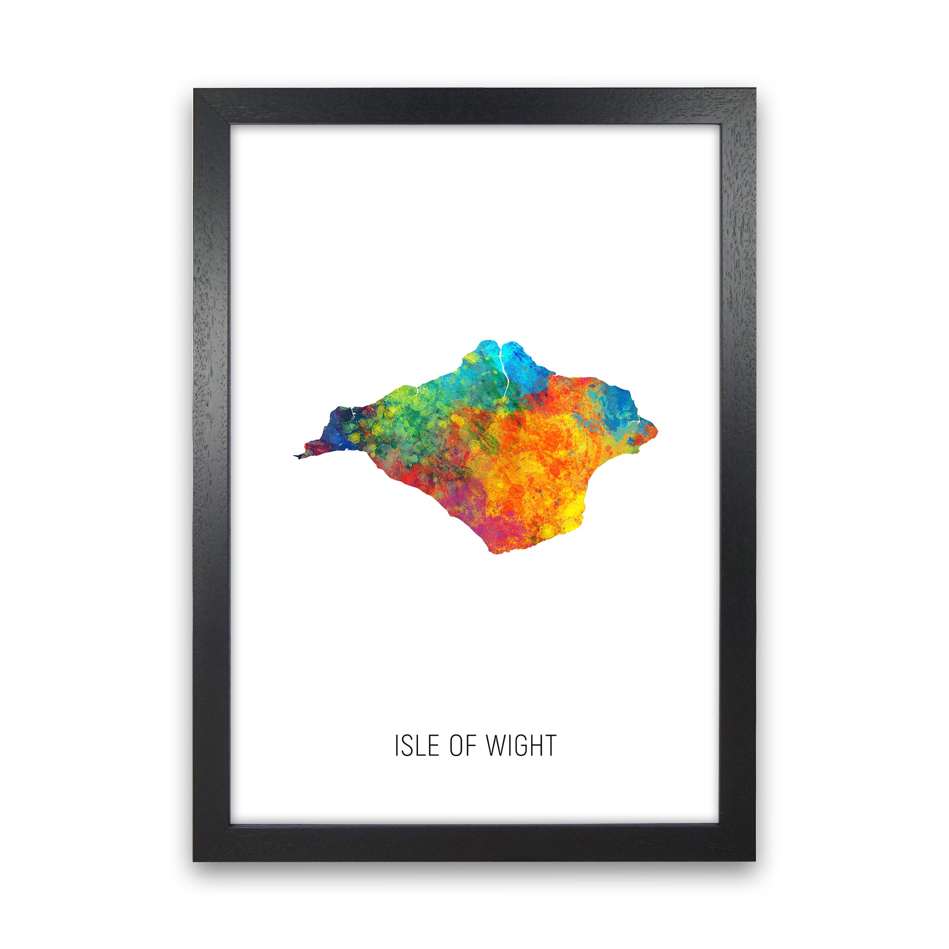 Isle Of Wight Watercolour Map Art Print by Michael Tompsett Black Grain