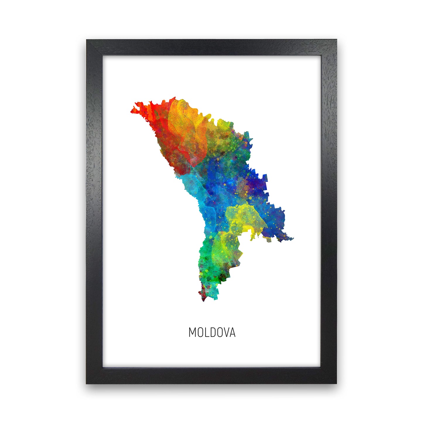 Moldova Watercolour Map Art Print by Michael Tompsett Black Grain