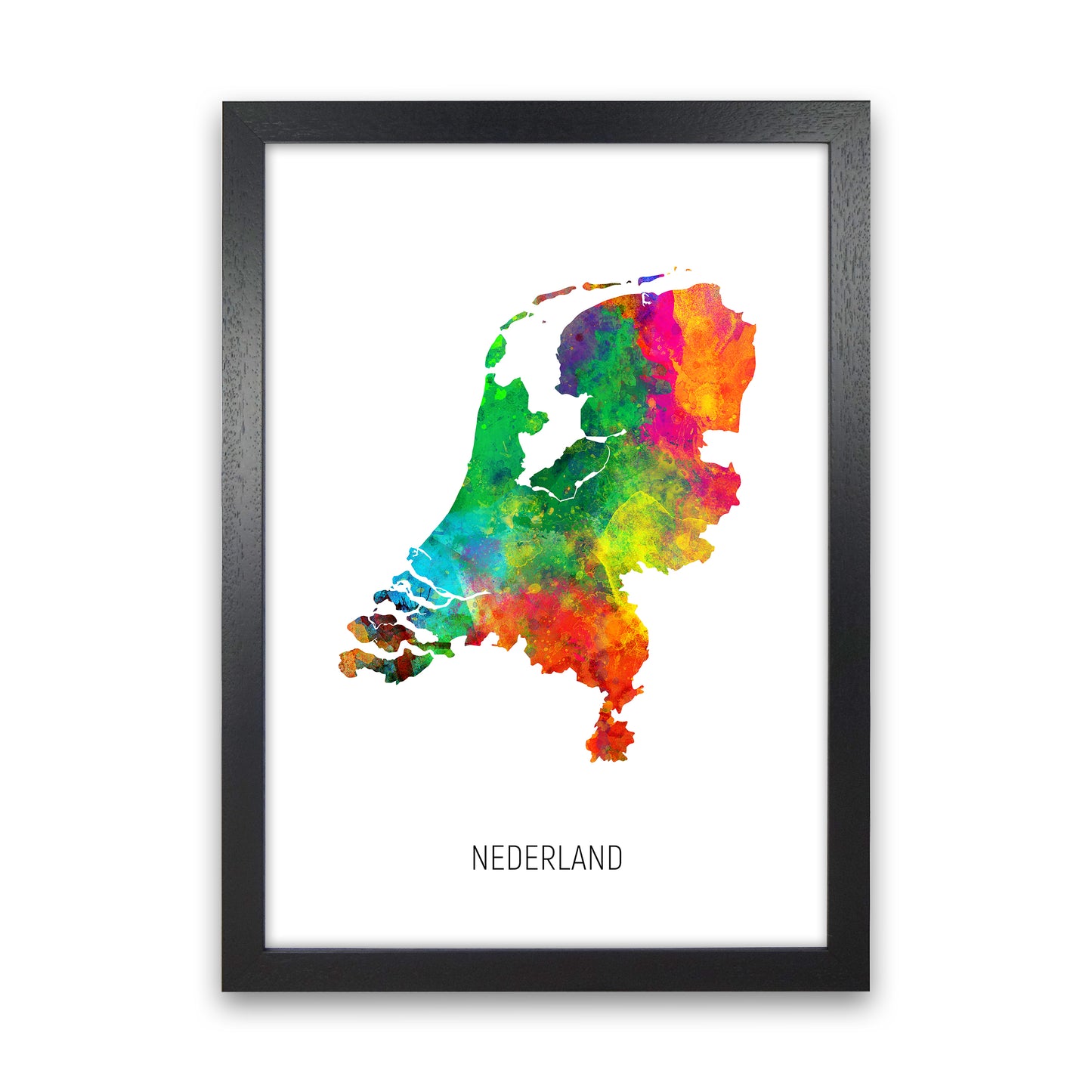 Nederland Watercolour Map Art Print by Michael Tompsett Black Grain