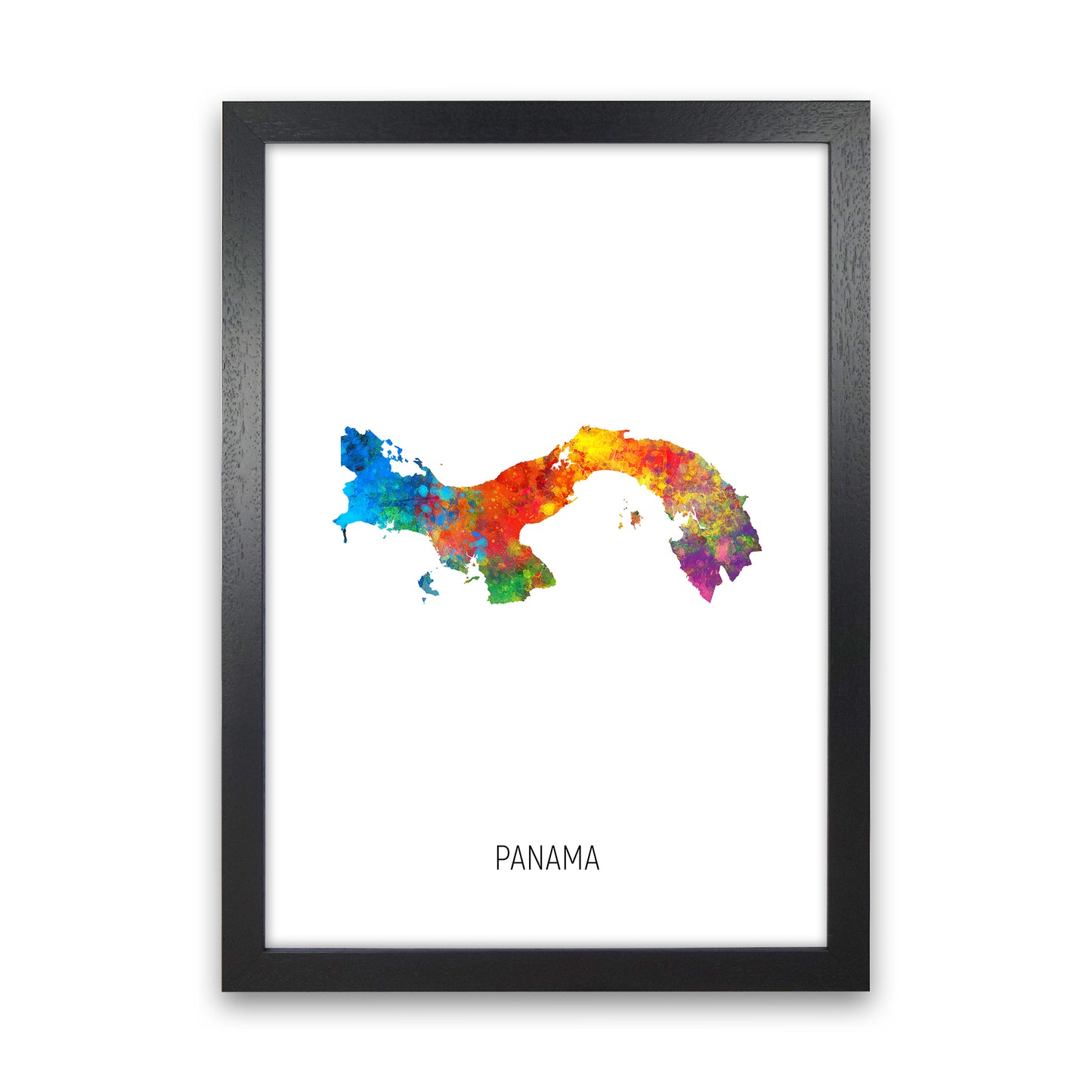 Panama Watercolour Map Art Print by Michael Tompsett Black Grain