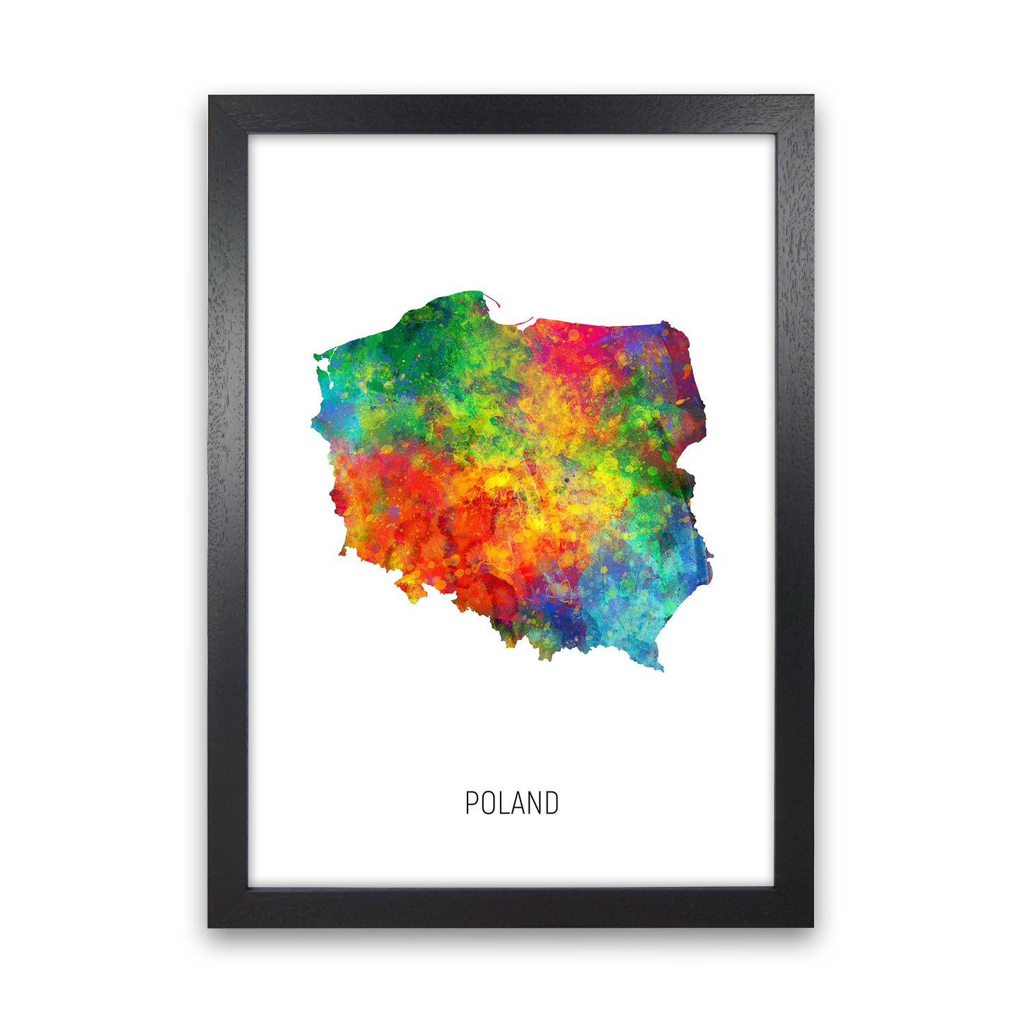 Poland Watercolour Map Art Print by Michael Tompsett Black Grain
