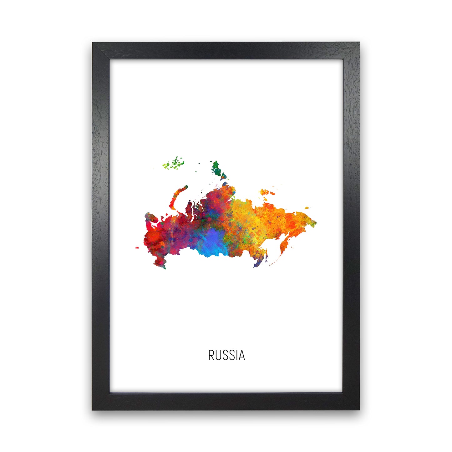 Russia Watercolour Map Art Print by Michael Tompsett Black Grain