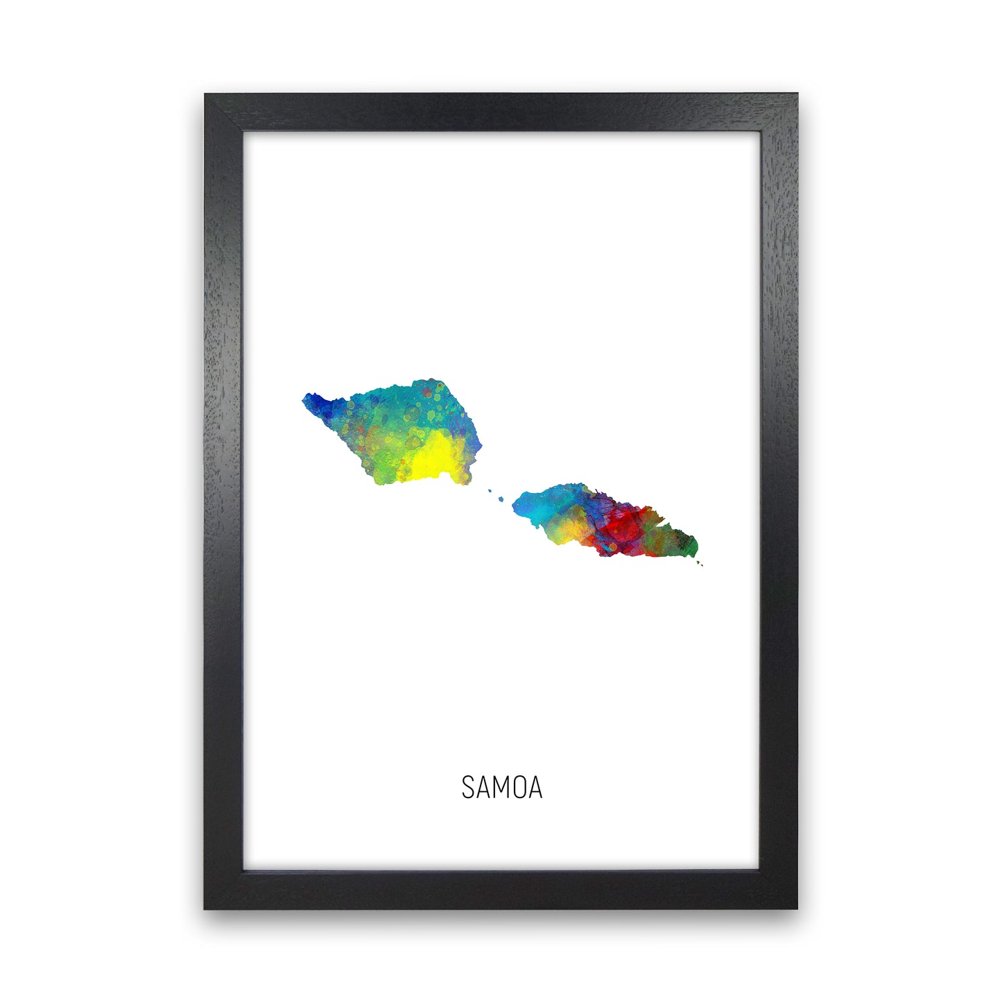 Samoa Watercolour Map Art Print by Michael Tompsett Black Grain