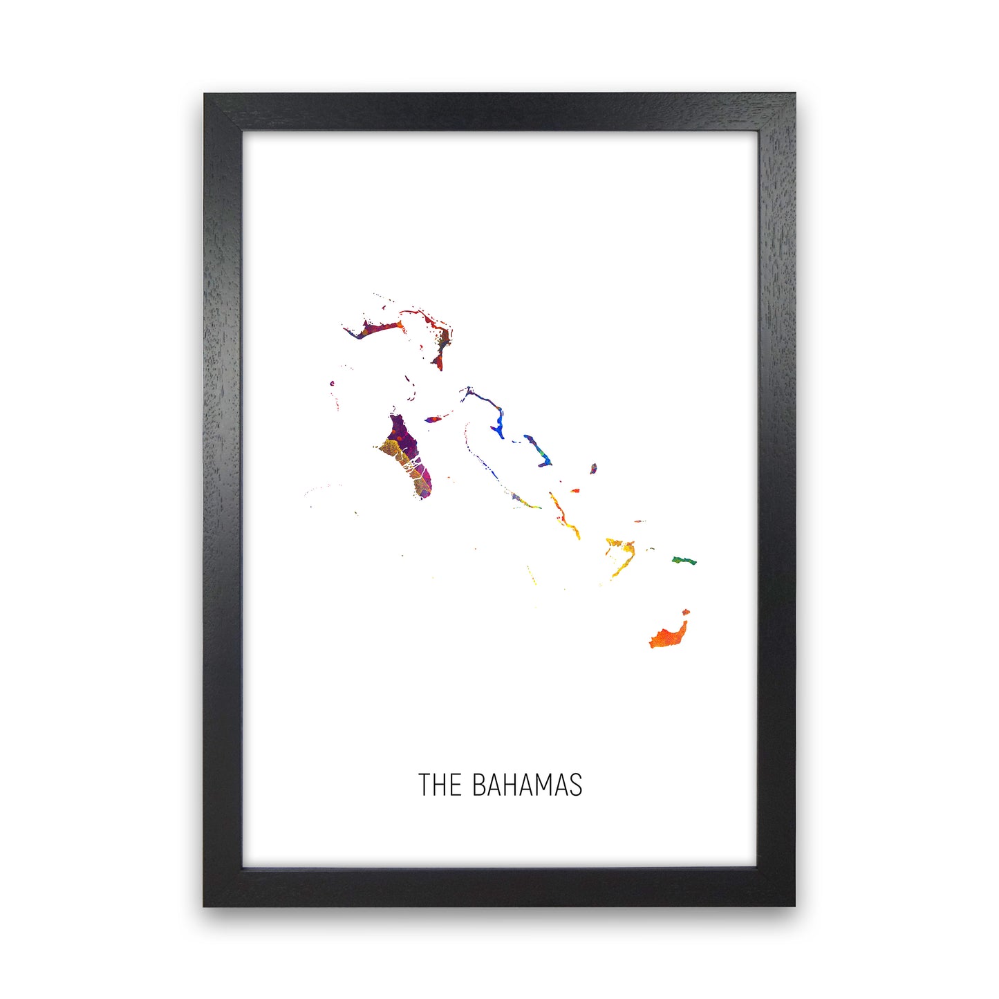 The Bahamas Watercolour Map Art Print by Michael Tompsett Black Grain
