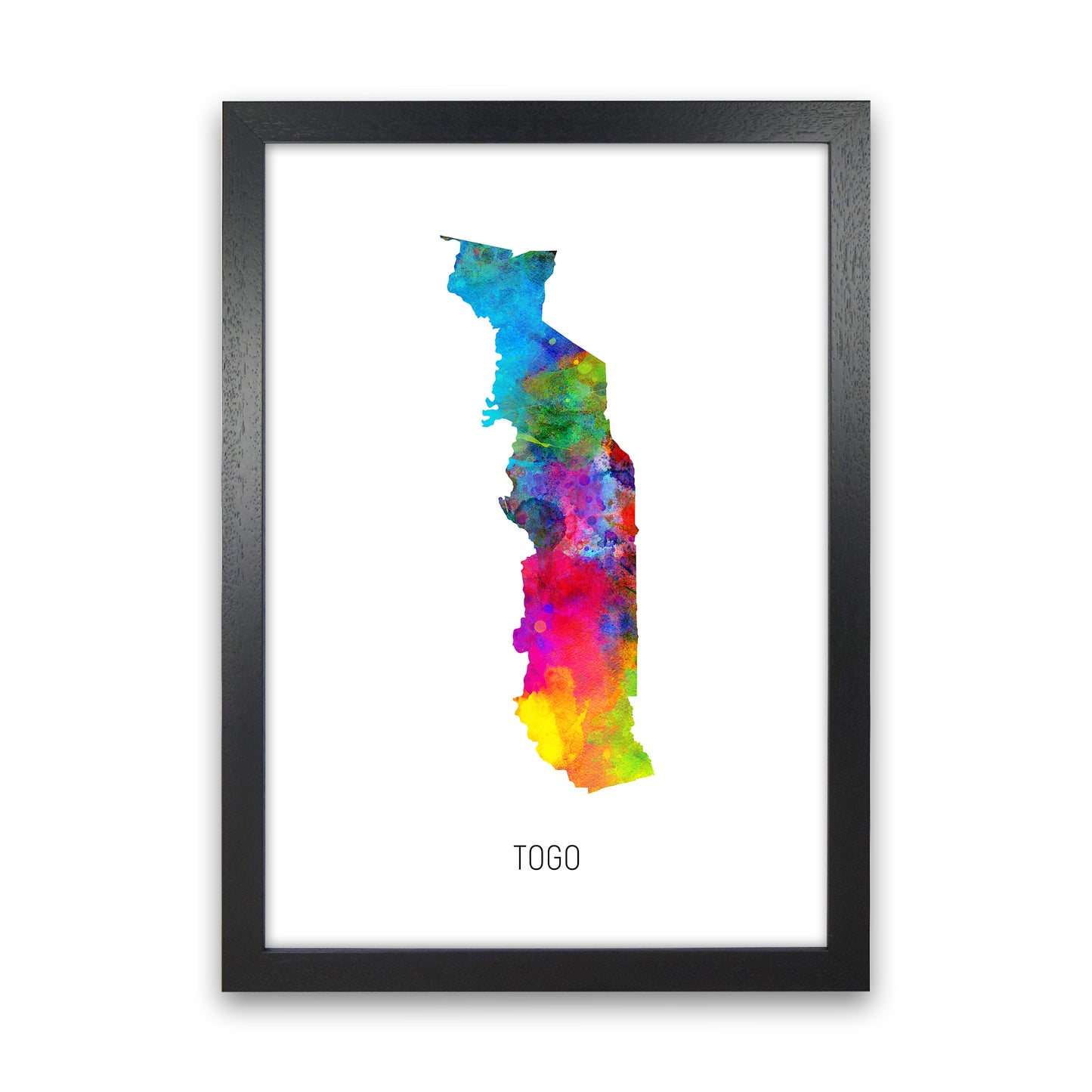 Togo Watercolour Map Art Print by Michael Tompsett Black Grain