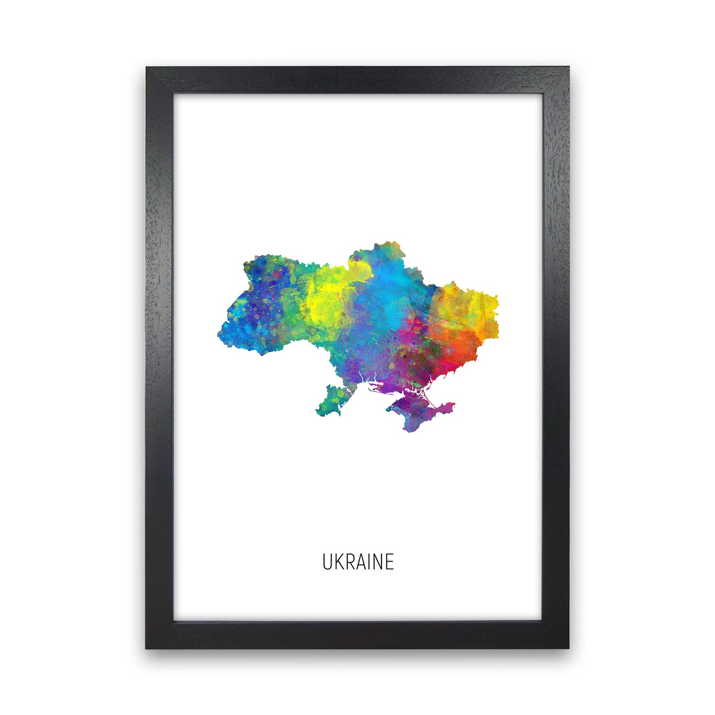 Ukraine Watercolour Map Art Print by Michael Tompsett Black Grain