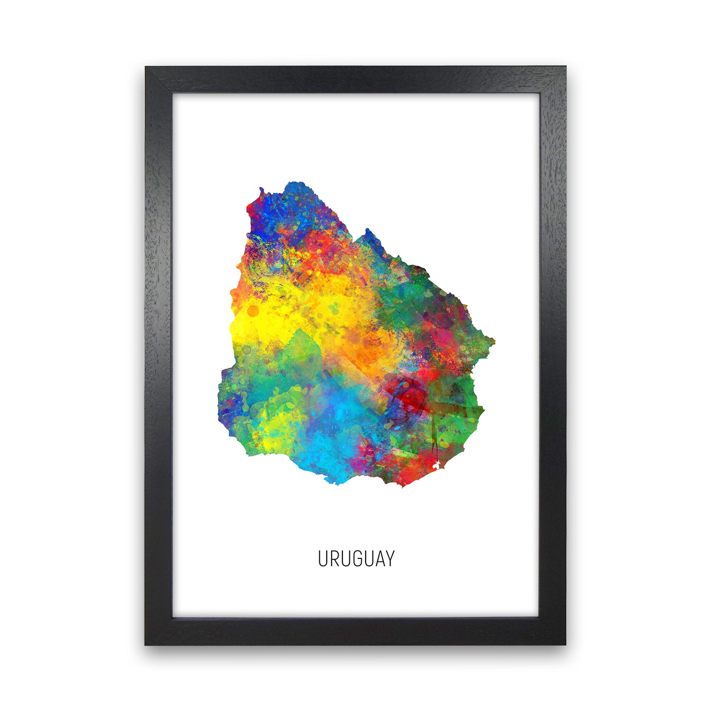 Uruguay Watercolour Map Art Print by Michael Tompsett Black Grain