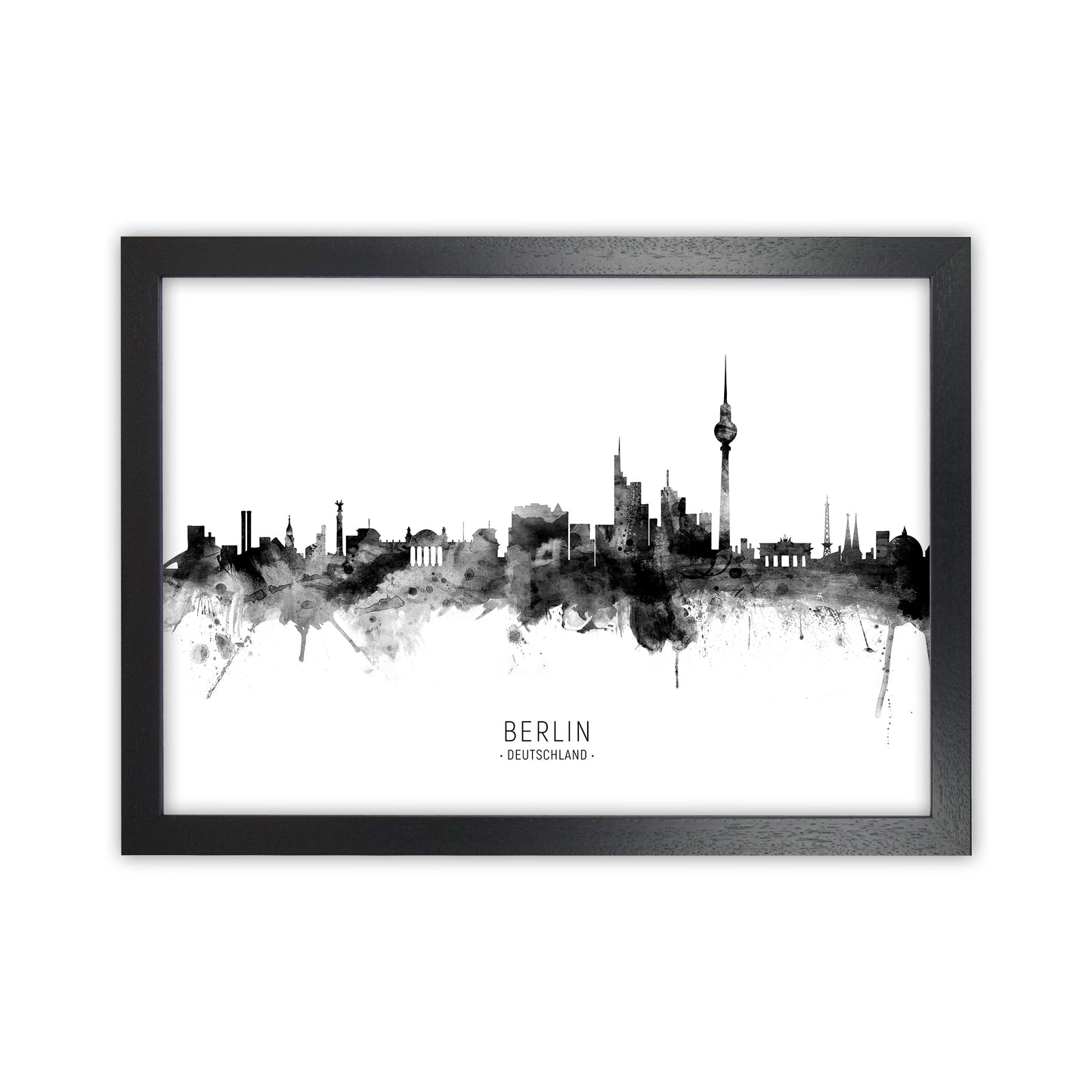 Berlin Germany Skyline Black White City Name by Michael Tompsett Black Grain