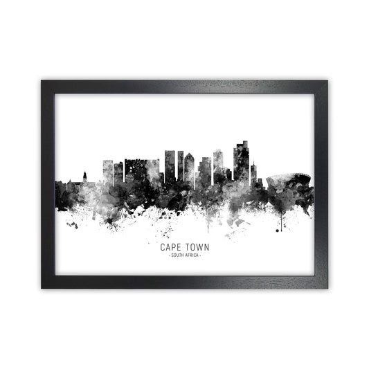 Cape Town South Africa Skyline Black White City Name  by Michael Tompsett Black Grain