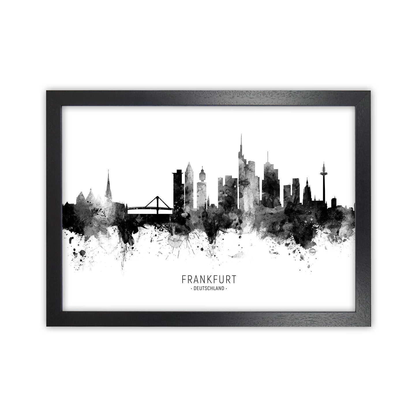 Frankfurt Germany Skyline Black White City Name by Michael Tompsett Black Grain