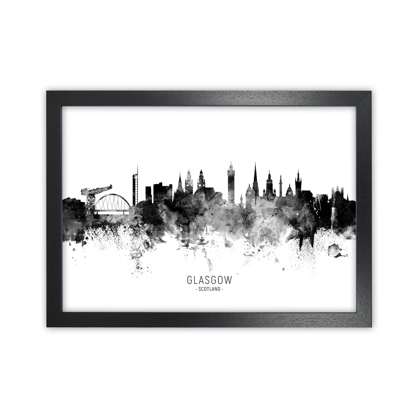 Glasgow Scotland Skyline Black White City Name by Michael Tompsett Black Grain