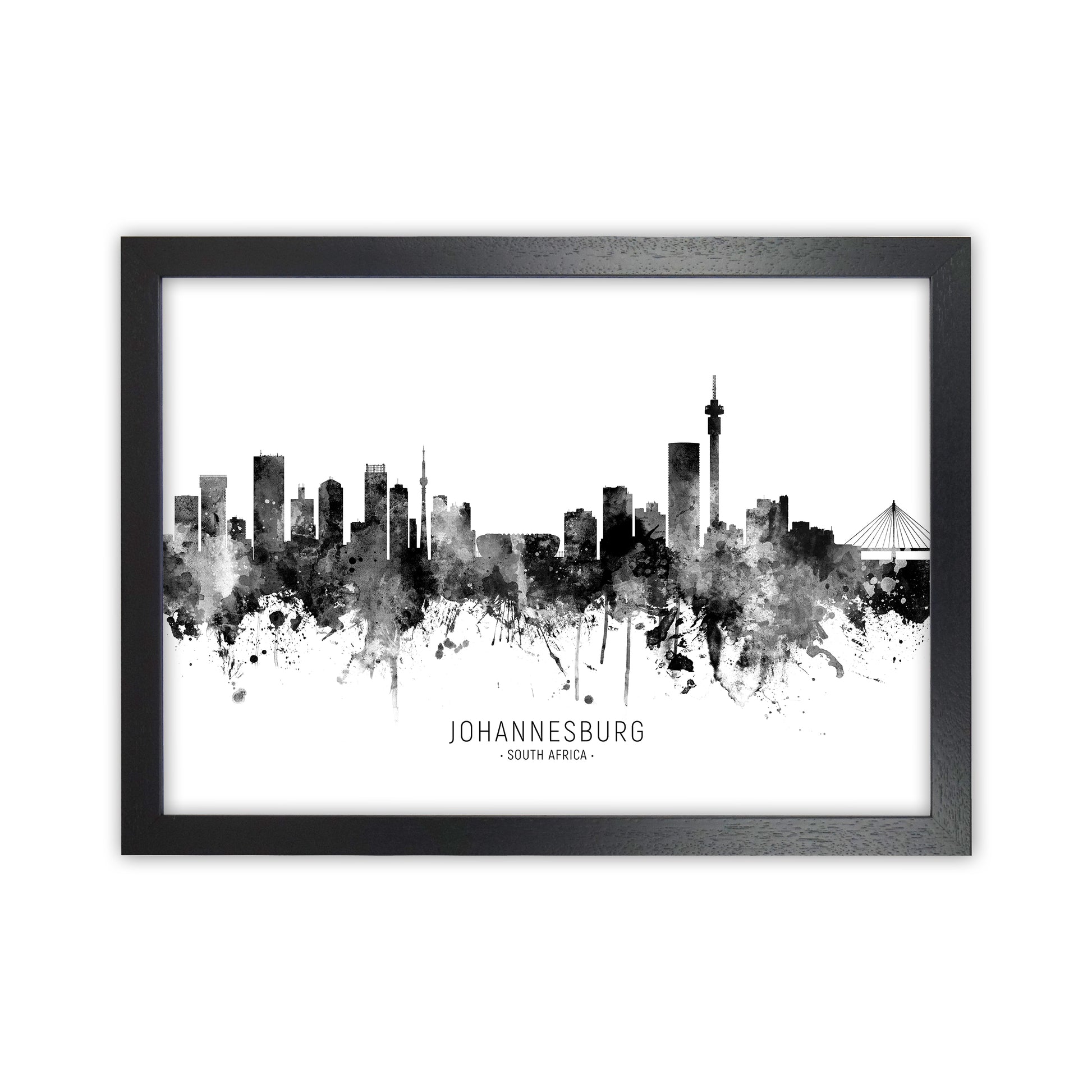 Johannesburg South Africa Skyline Black White City Name  by Michael Tompsett Black Grain