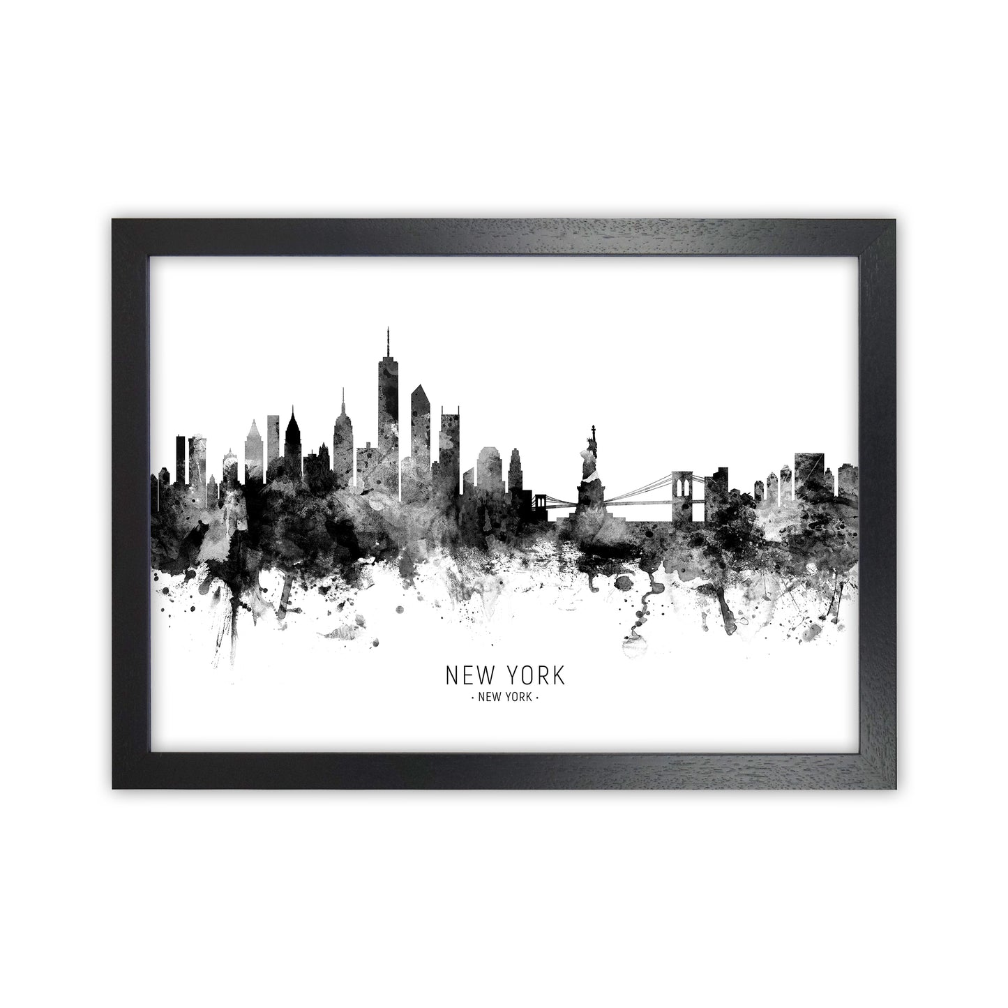New York New York Skyline Black White City Name by Michael Tompsett Black Grain