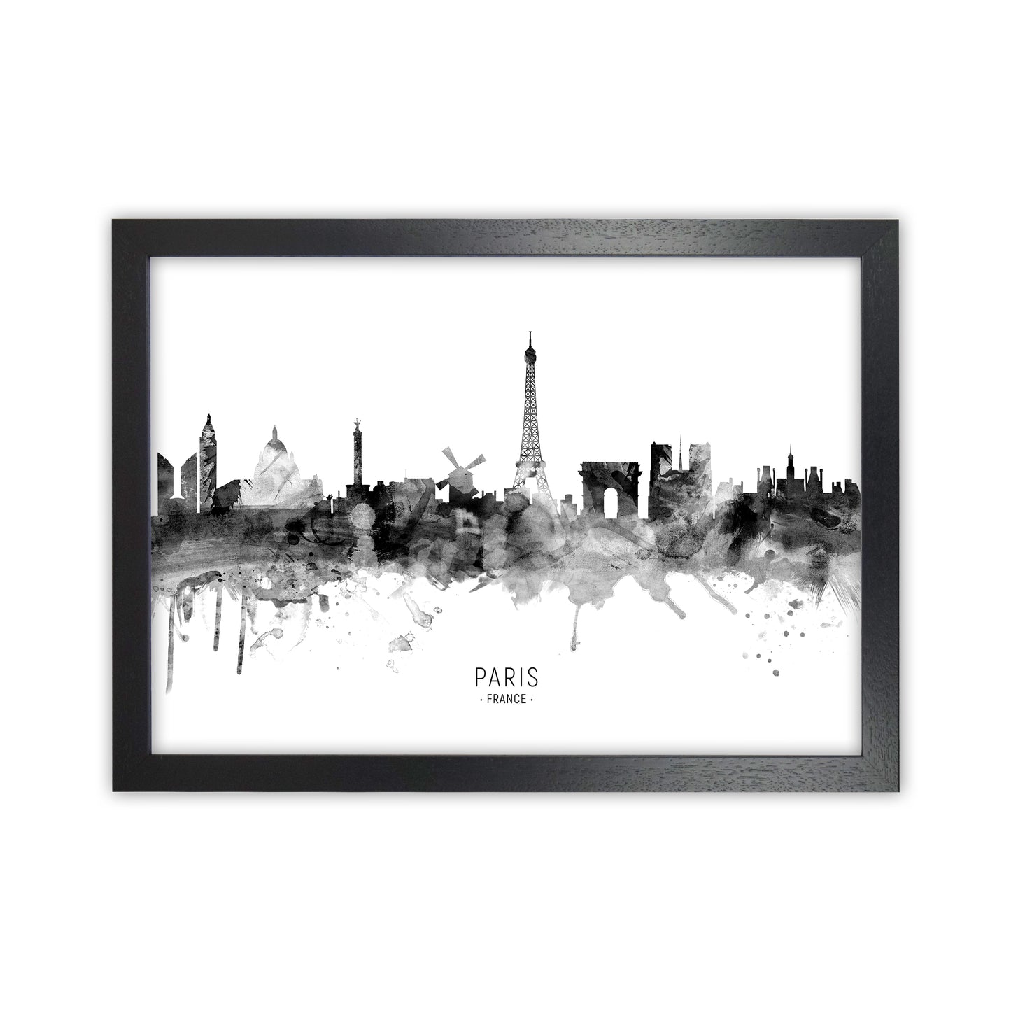 Paris France Skyline Black White City Name by Michael Tompsett Black Grain