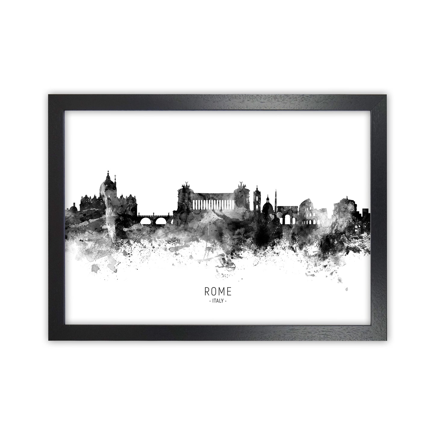Rome Italy Skyline Black White City Name by Michael Tompsett Black Grain