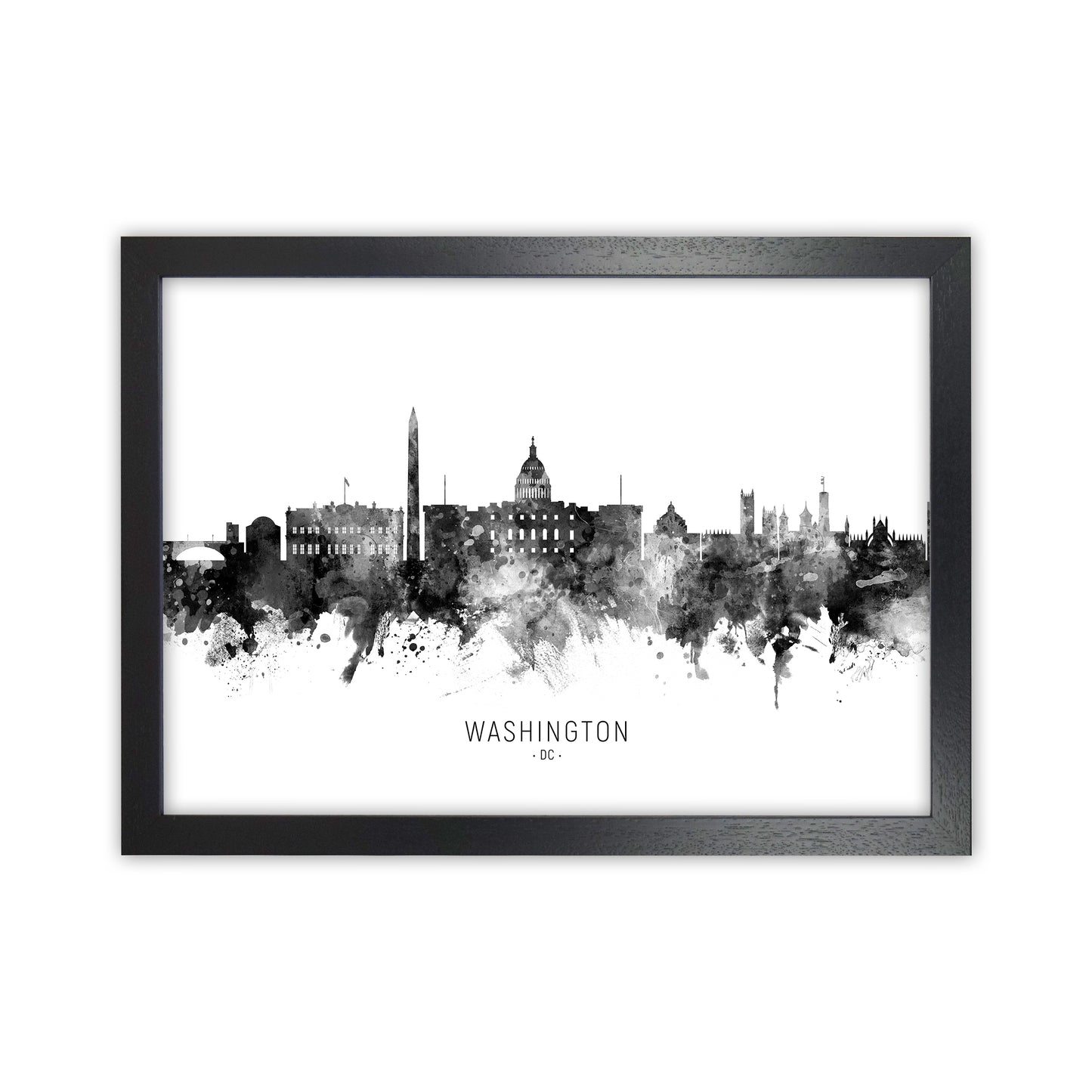 Washington Dc Skyline Black White City Name by Michael Tompsett Black Grain