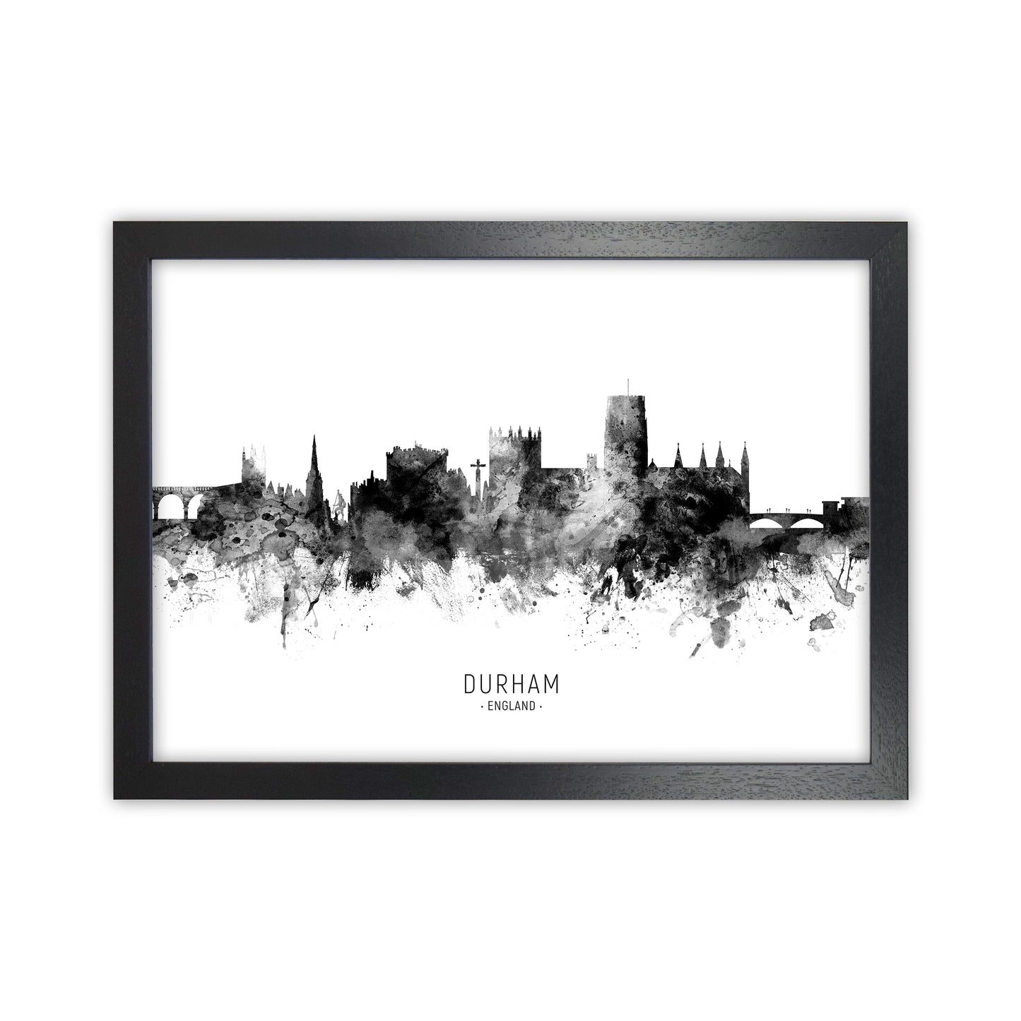 Durham England Skyline Black White City Name by Michael Tompsett Black Grain