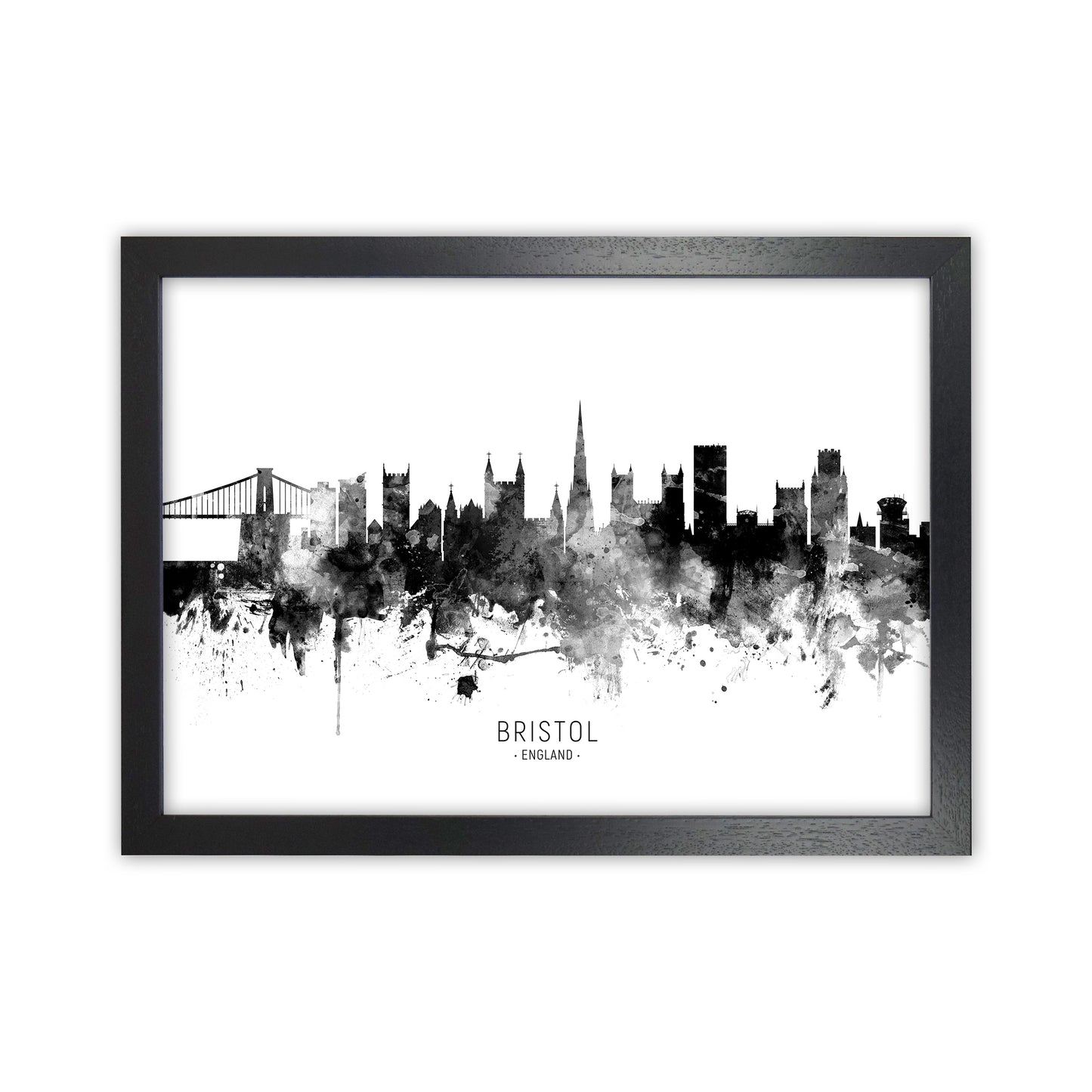 Bristol England Skyline Black White City Name by Michael Tompsett Black Grain