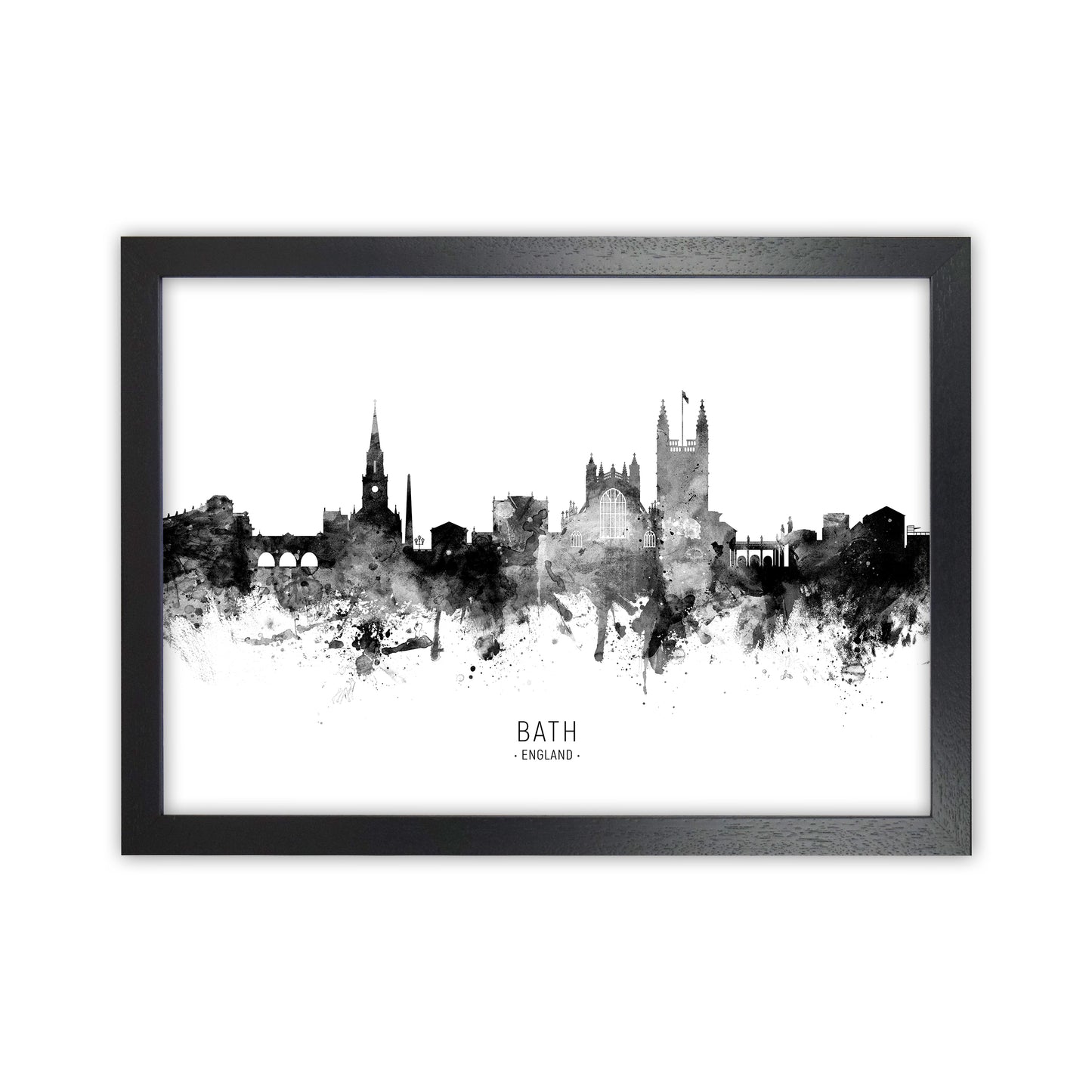 Bath England Skyline Black White City Name by Michael Tompsett Black Grain