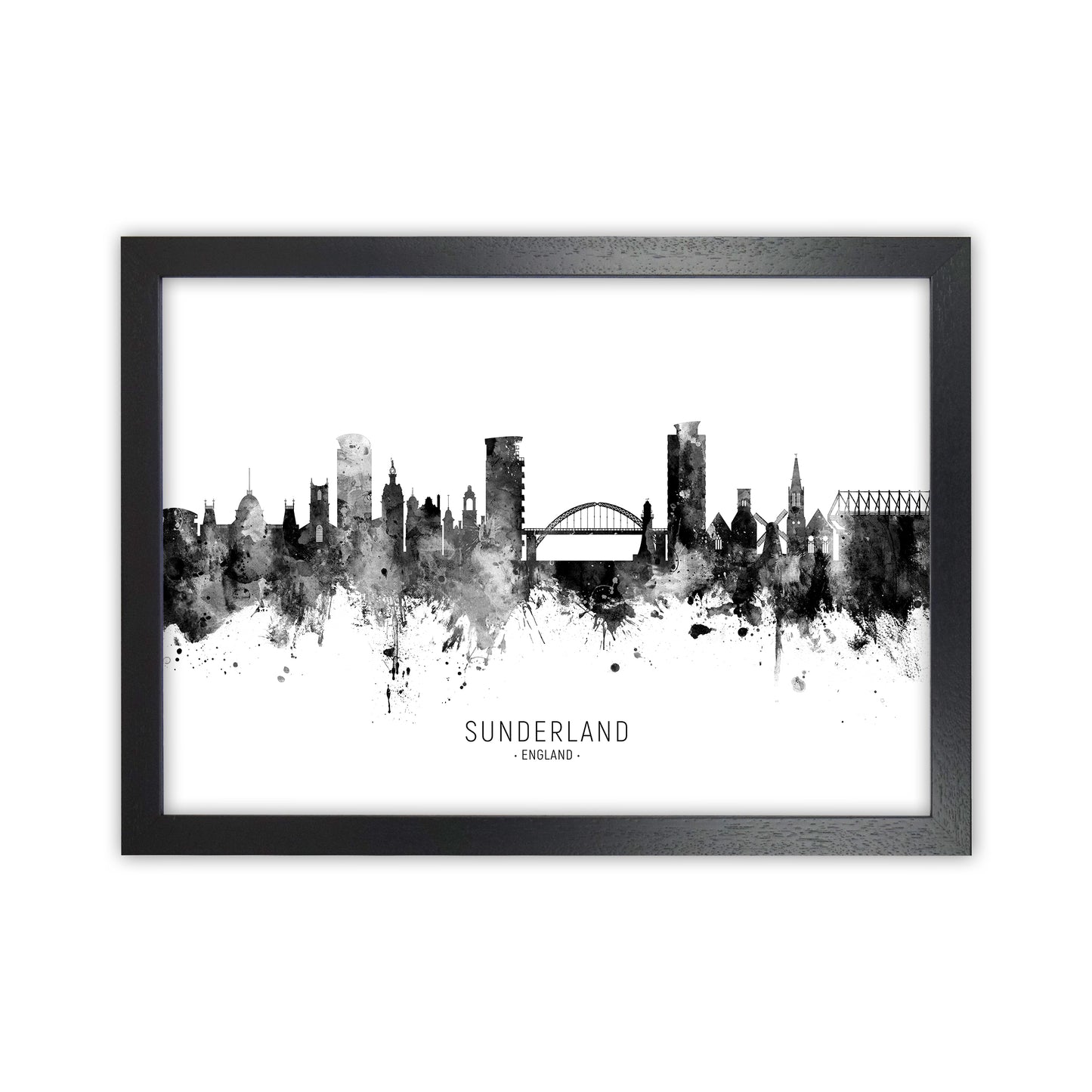 Sunderland England Skyline Black White City Name by Michael Tompsett Black Grain
