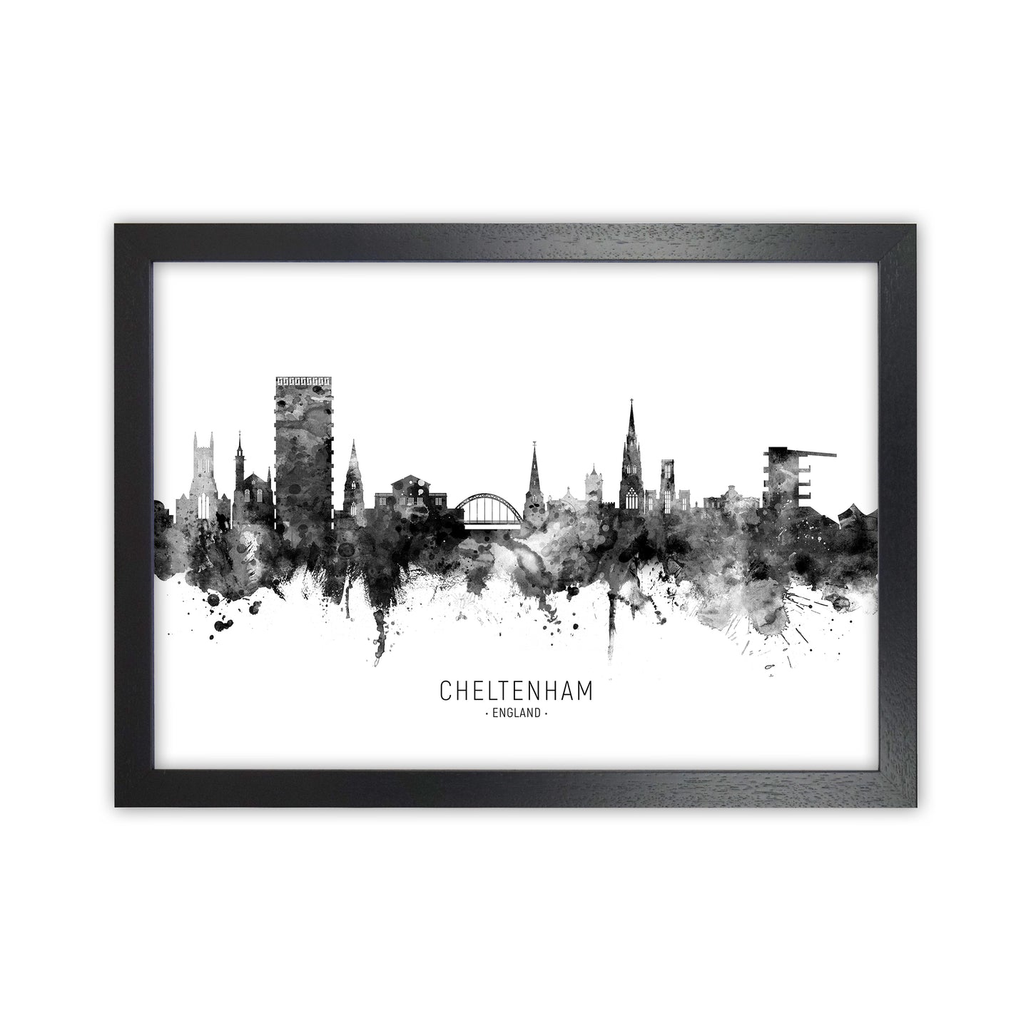 Cheltenham England Skyline Black White City Name by Michael Tompsett Black Grain
