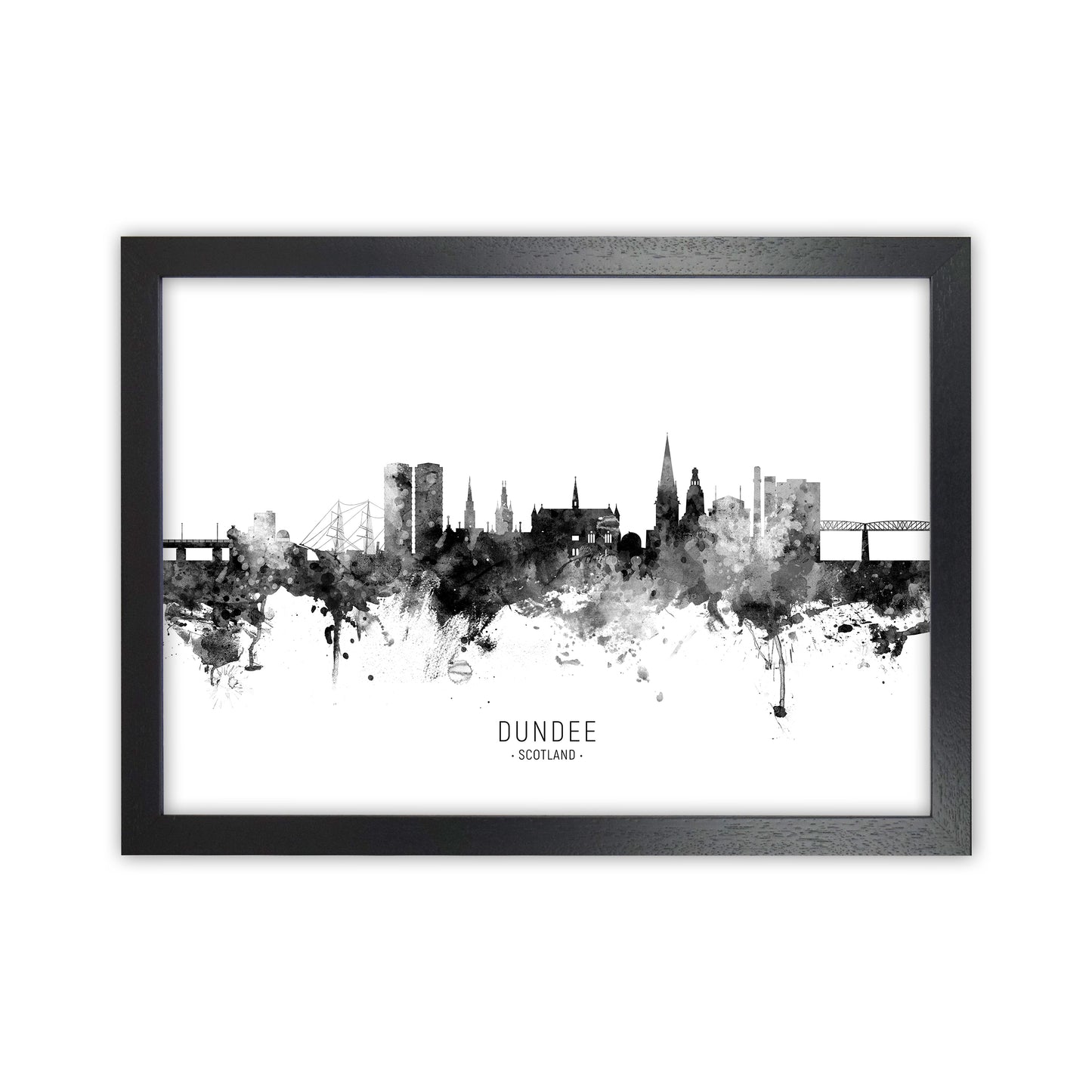 Dundee Scotland Skyline Black White City Name by Michael Tompsett Black Grain