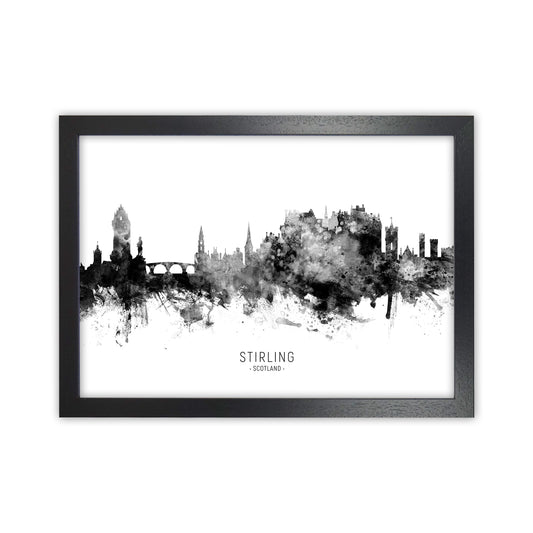 Stirling Scotland Skyline Black White City Name  by Michael Tompsett Black Grain