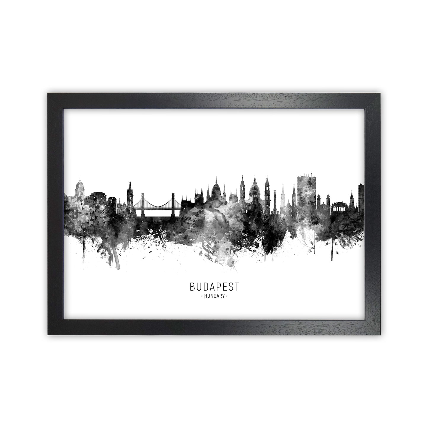 Budapest Hungary Skyline Black White City Name by Michael Tompsett Black Grain
