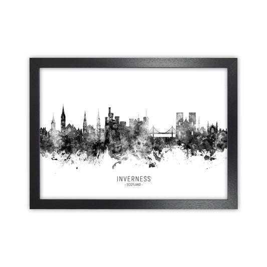 Inverness Scotland Skyline Black White City Name  by Michael Tompsett Black Grain